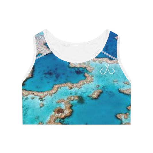 Blue Coral Reel Deep Drift Hooked Horizon Co. Stylish Sports Bra for Active Women, Workout Top, Gym Essential, Fitness Apparel, Athleisure Wear, Yoga Gear