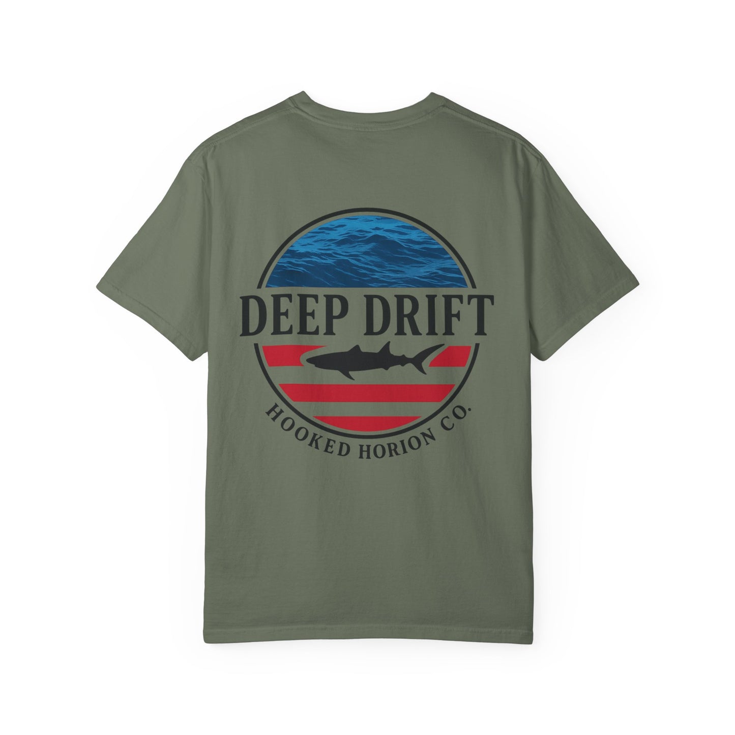 USA Deep Drift Fishing T-Shirt - RED, WHITE & BLUE Fishing Tee for Angler Lovers, Shark Lovers, Ocean Tee