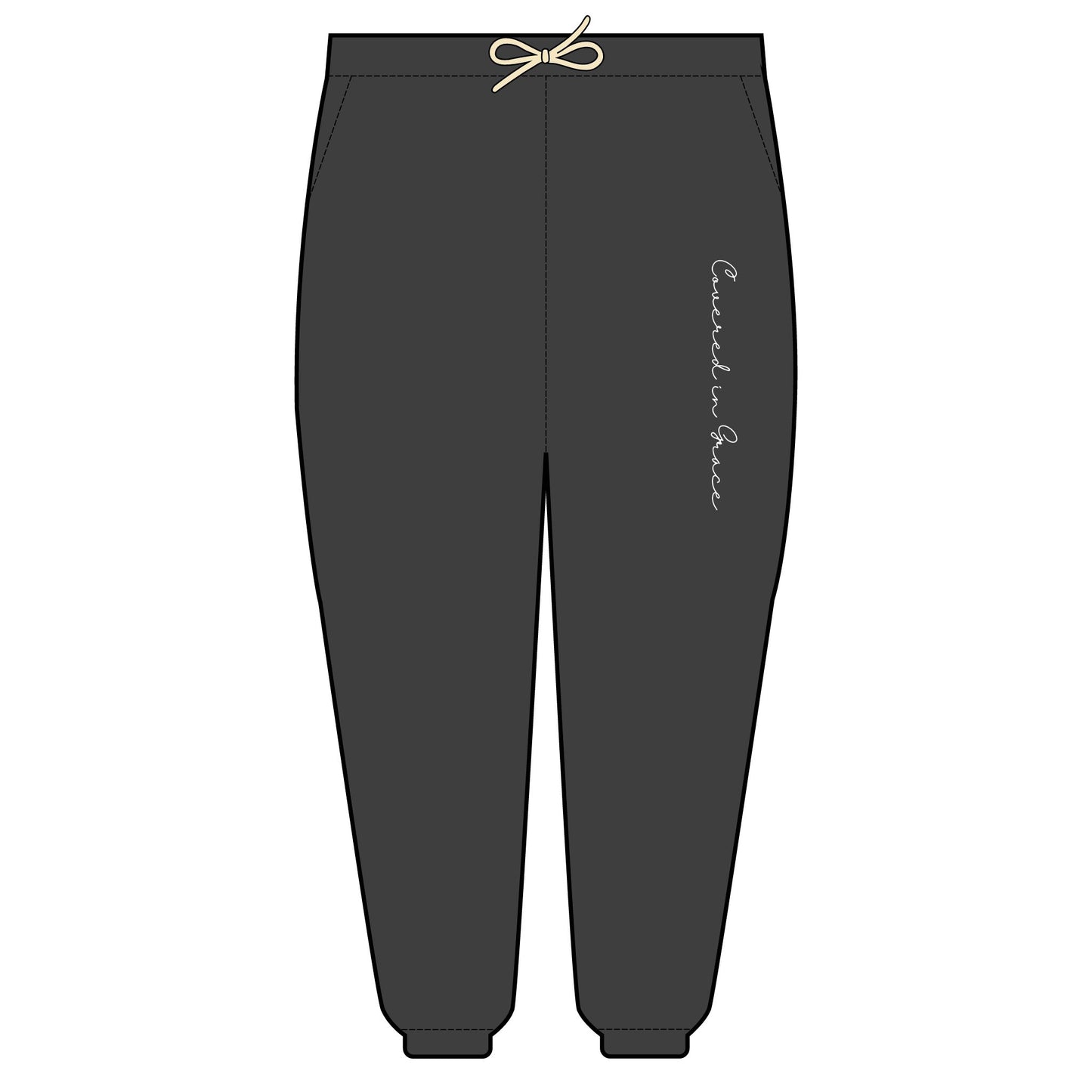 Covered In Grace Relaxed Embroidered Fleece Sweatpants | Cozy Loungewear, Gifts for Her, Comfortable Joggers, Relaxed Fit Sweatpants, Unisex Fashion, spiritual Gear, Christian