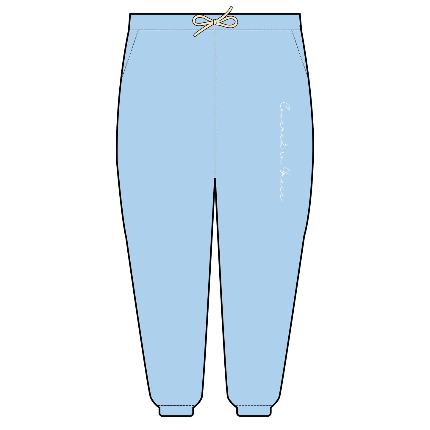 Covered In Grace Relaxed Embroidered Fleece Sweatpants | Cozy Loungewear, Gifts for Her, Comfortable Joggers, Relaxed Fit Sweatpants, Unisex Fashion, spiritual Gear, Christian