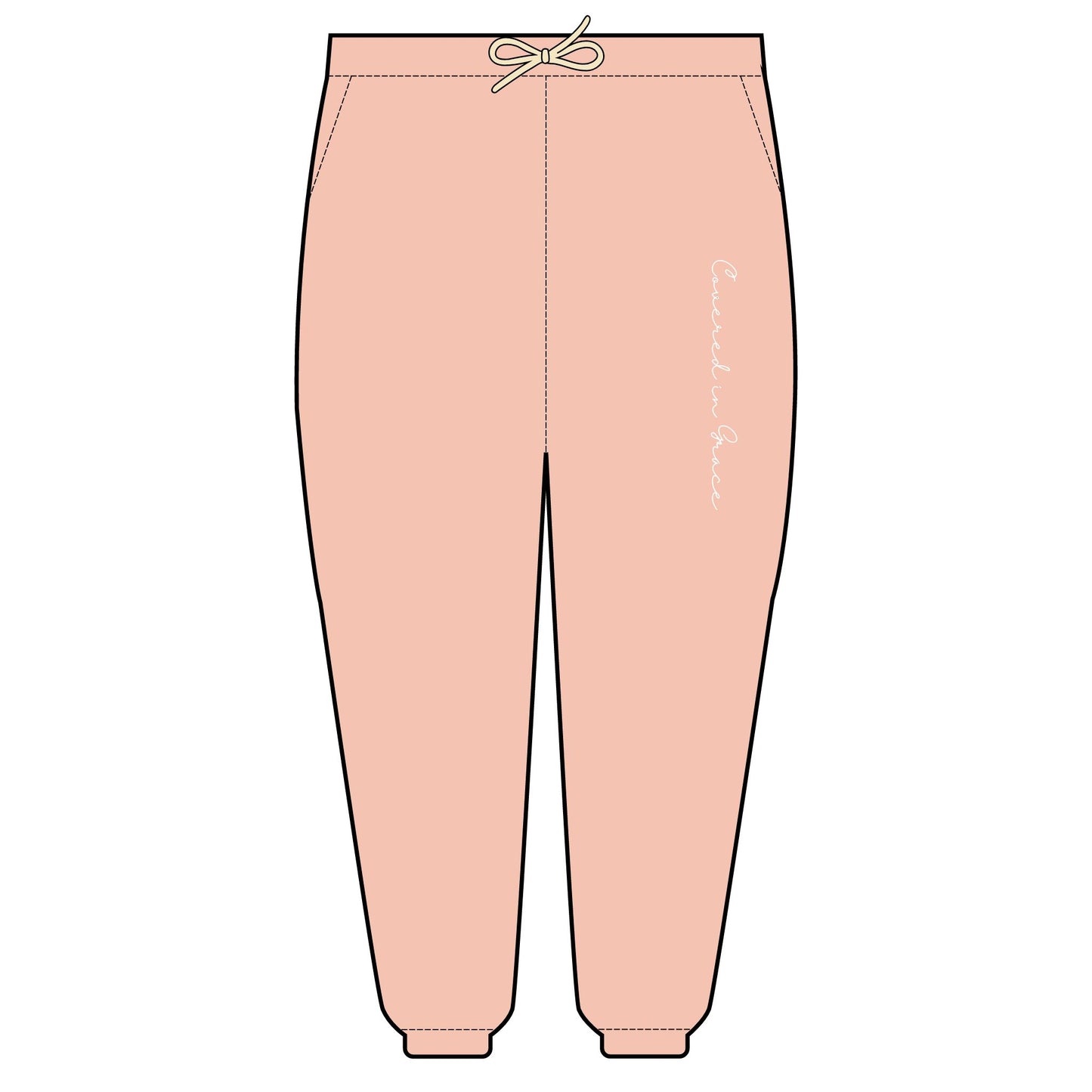 Covered In Grace Relaxed Embroidered Fleece Sweatpants | Cozy Loungewear, Gifts for Her, Comfortable Joggers, Relaxed Fit Sweatpants, Unisex Fashion, spiritual Gear, Christian