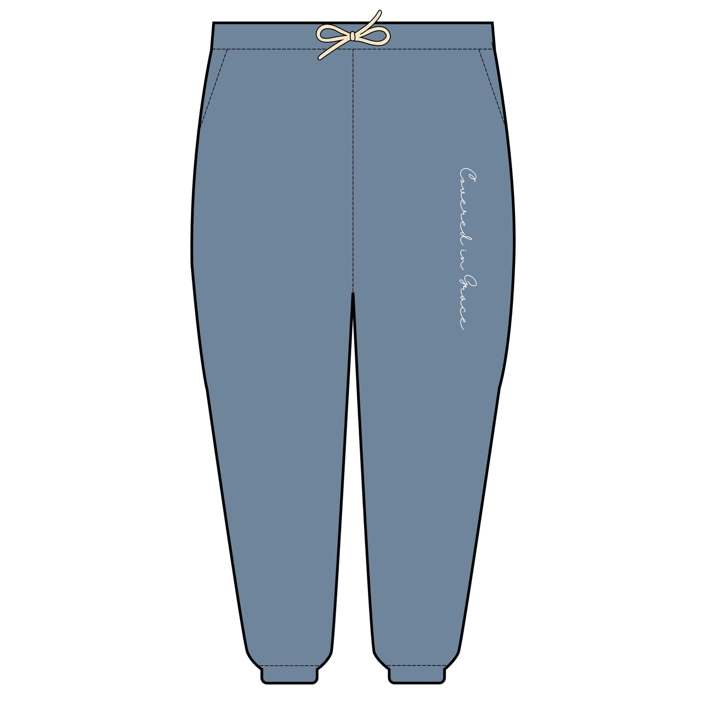 Covered In Grace Relaxed Embroidered Fleece Sweatpants | Cozy Loungewear, Gifts for Her, Comfortable Joggers, Relaxed Fit Sweatpants, Unisex Fashion, spiritual Gear, Christian
