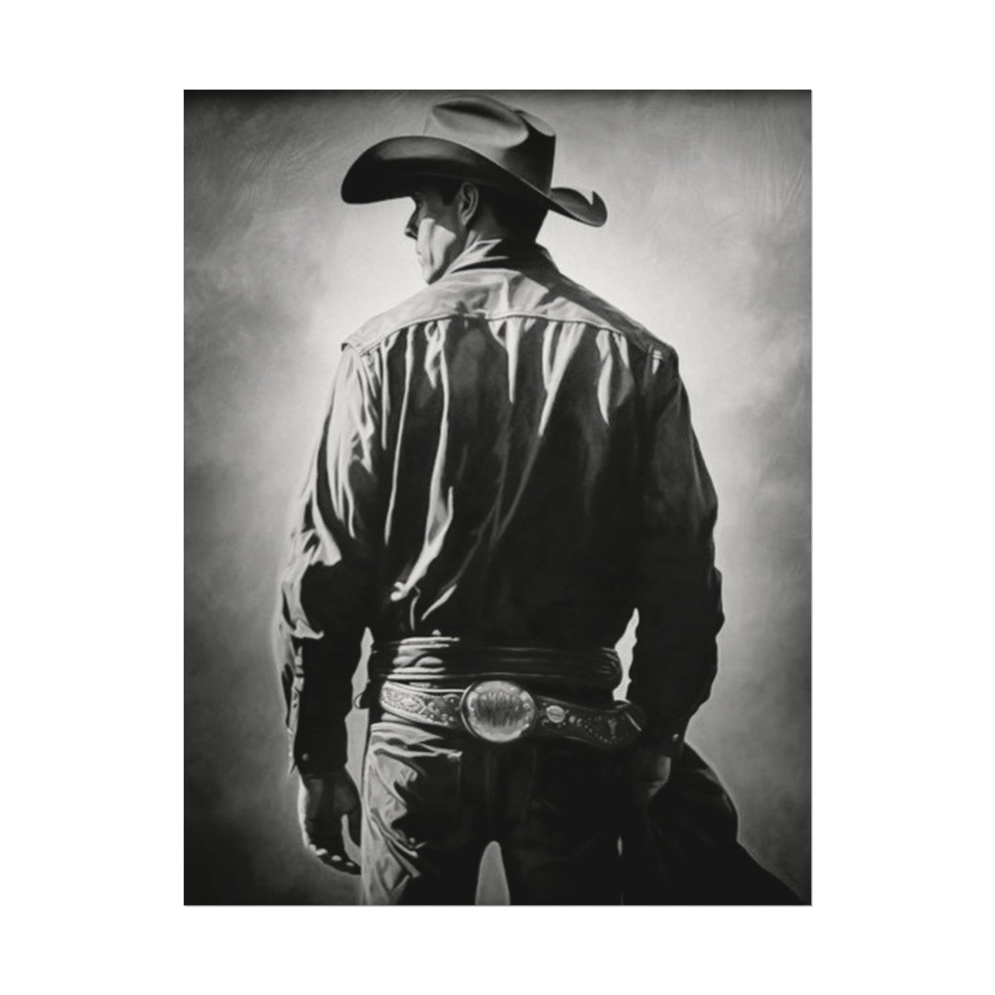 The Lone Rider – Western Textured Watercolor Matte Posters