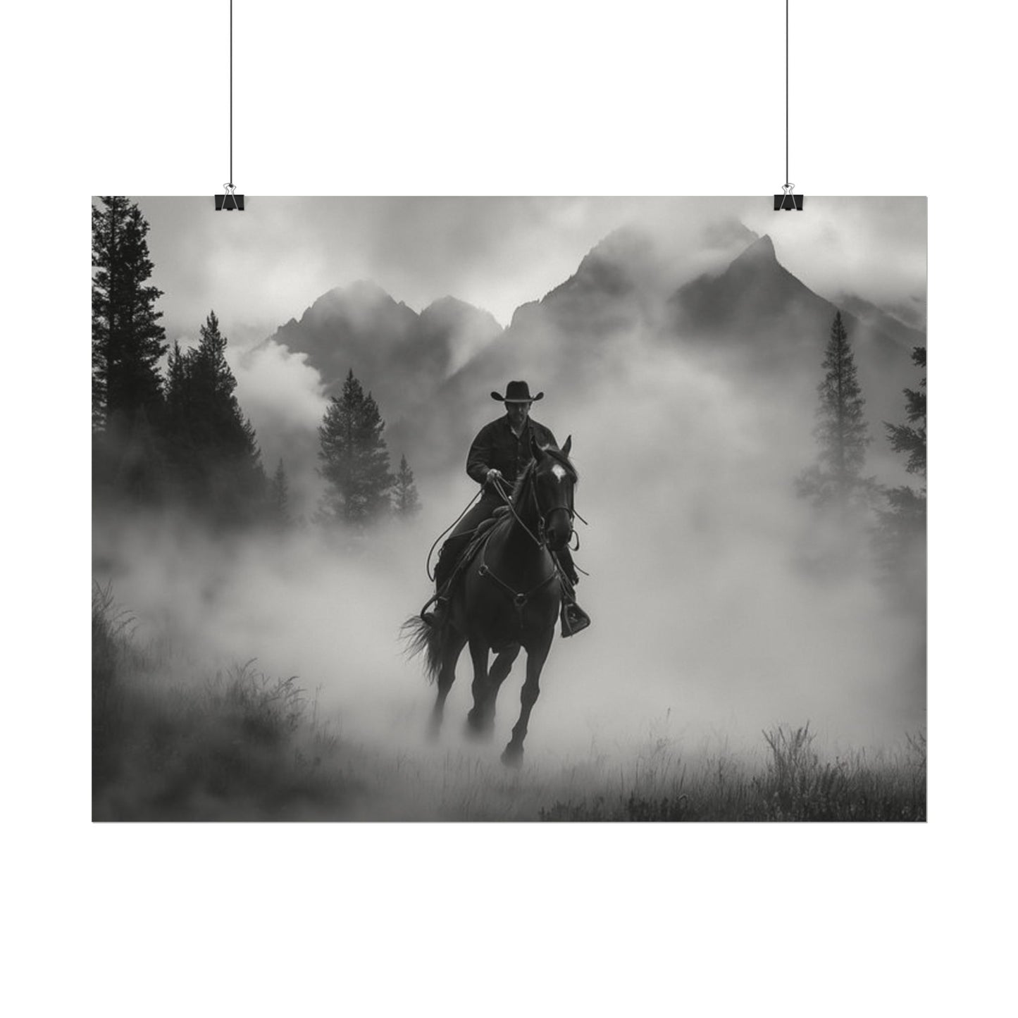 Storm Rider– Western Textured Watercolor Matte Posters