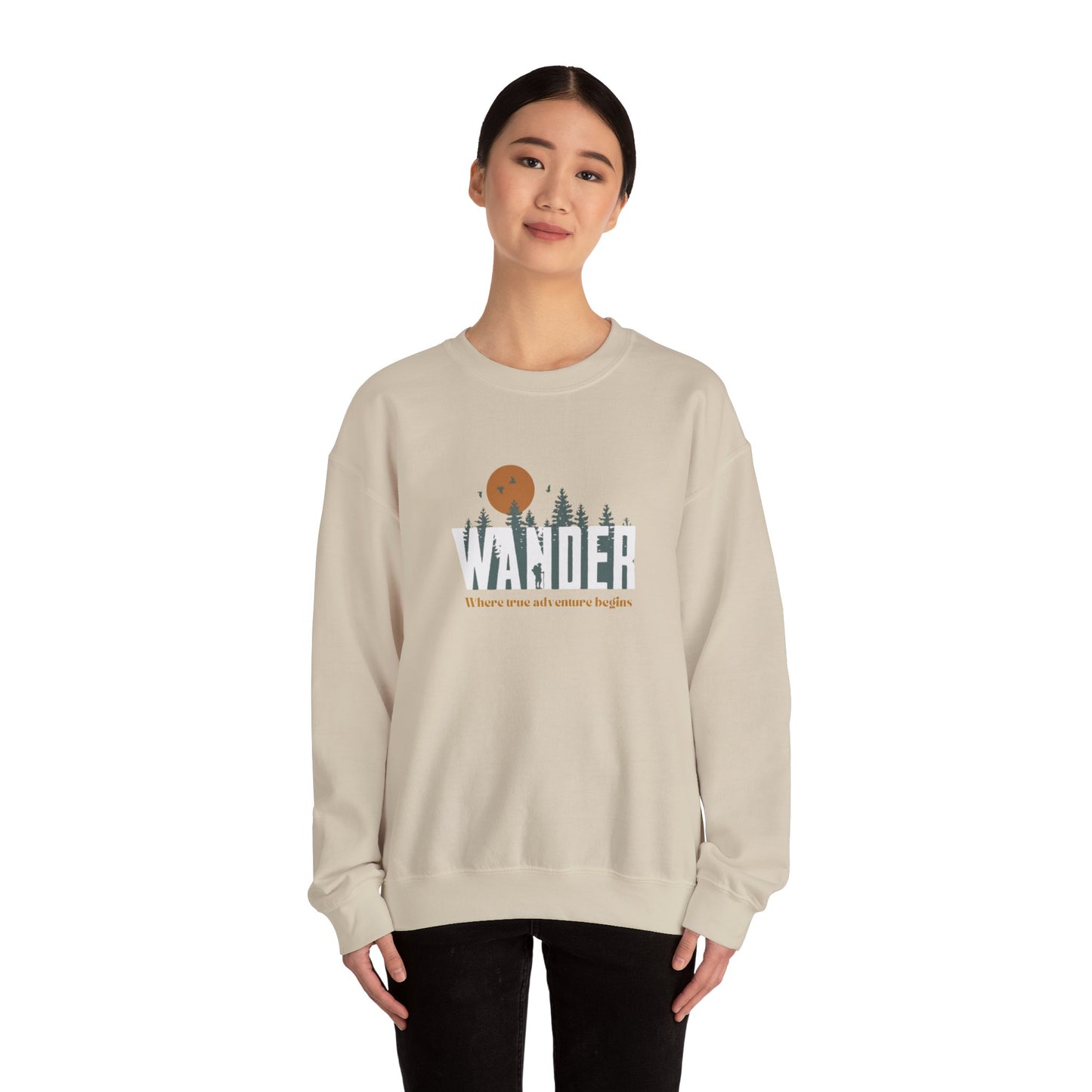 Wander Crewneck Sweatshirt - Cozy Adventure Sweater for Nature Lovers, Perfect for Camping, Travel, Gifts