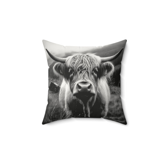 2 In 1 Dual Highlander Cow Faux Suede Pillow, Cozy Home Decor, Motivational Cushion, Bohemian Bedroom Accessory, Unique Gift Idea, Stay Wild