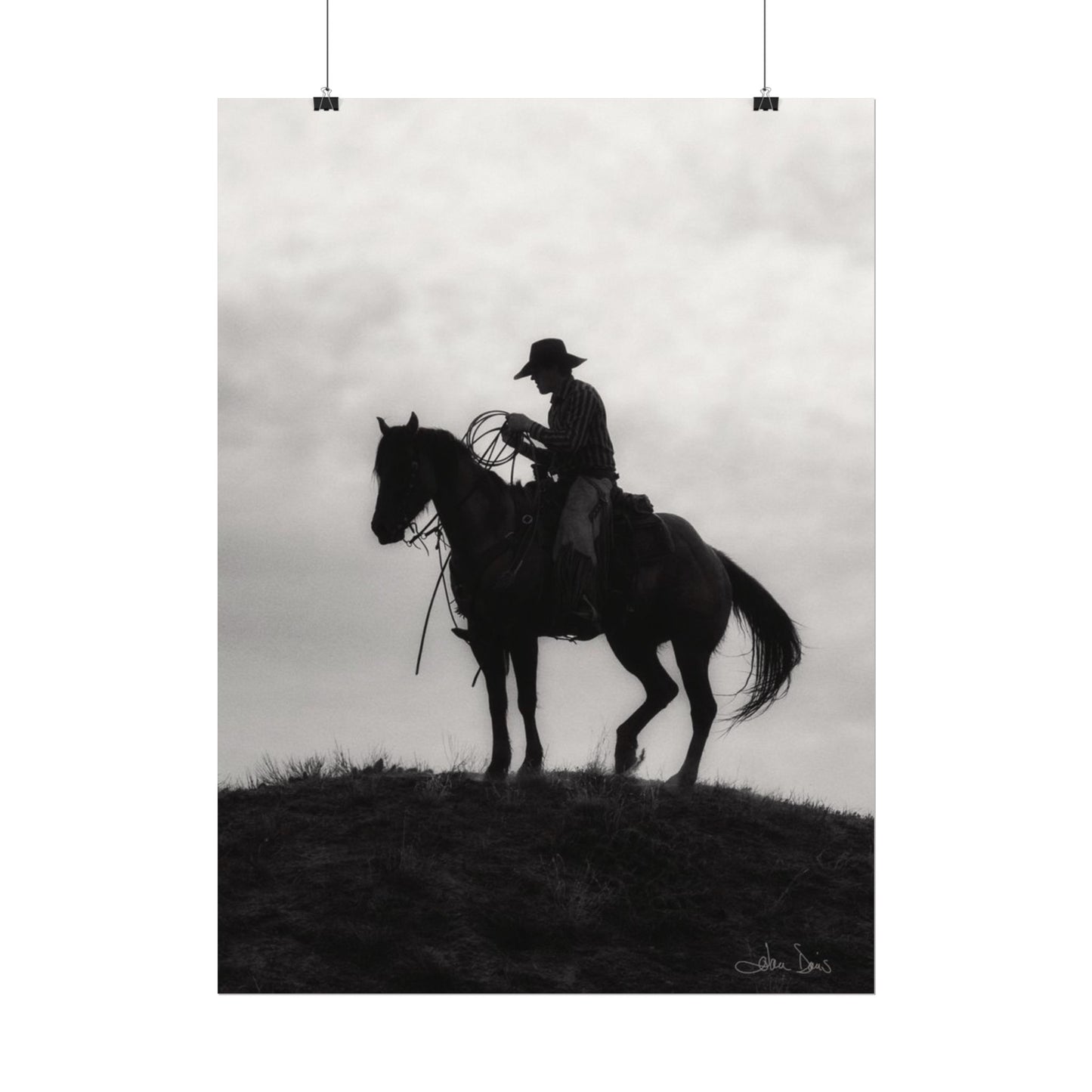 Rider On The Ridge – Western Textured Watercolor Matte Posters