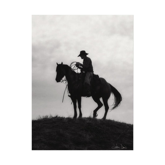 Rider On The Ridge – Western Textured Watercolor Matte Posters