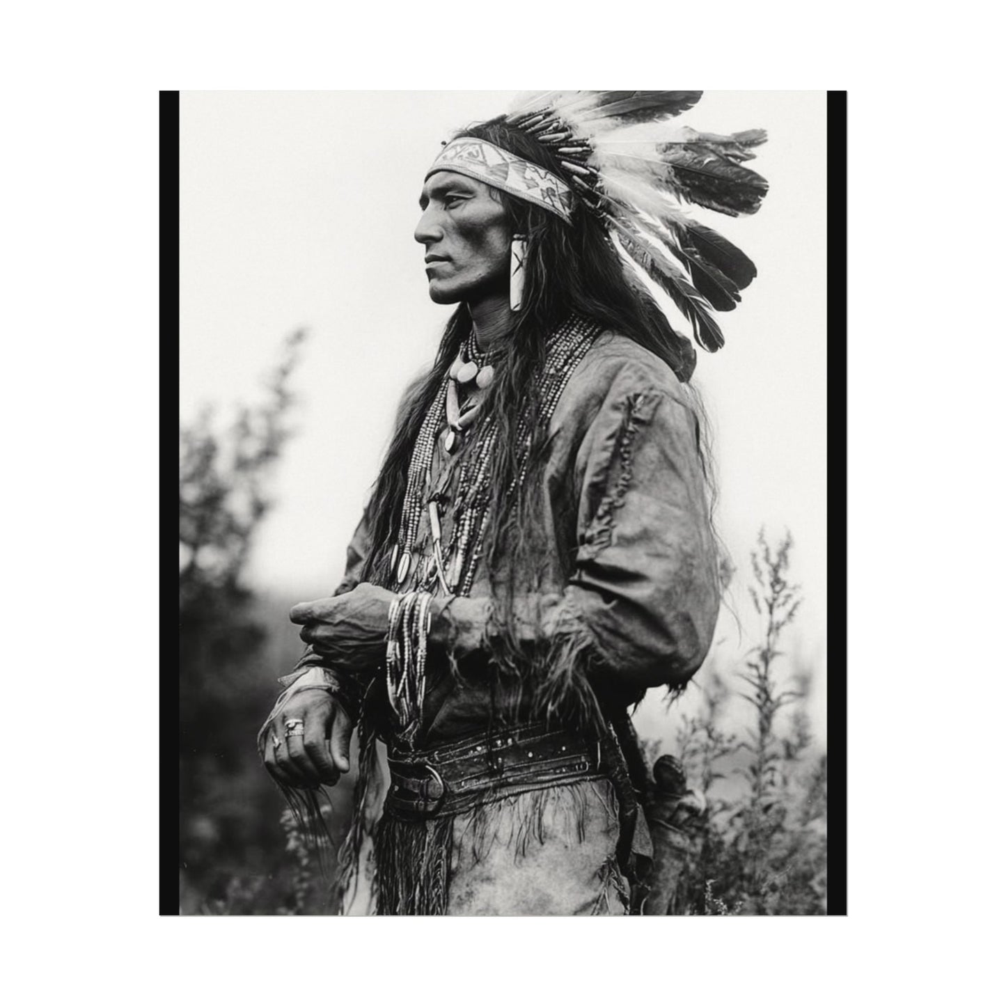 Warriors Gaze – Western Textured Watercolor Matte Posters