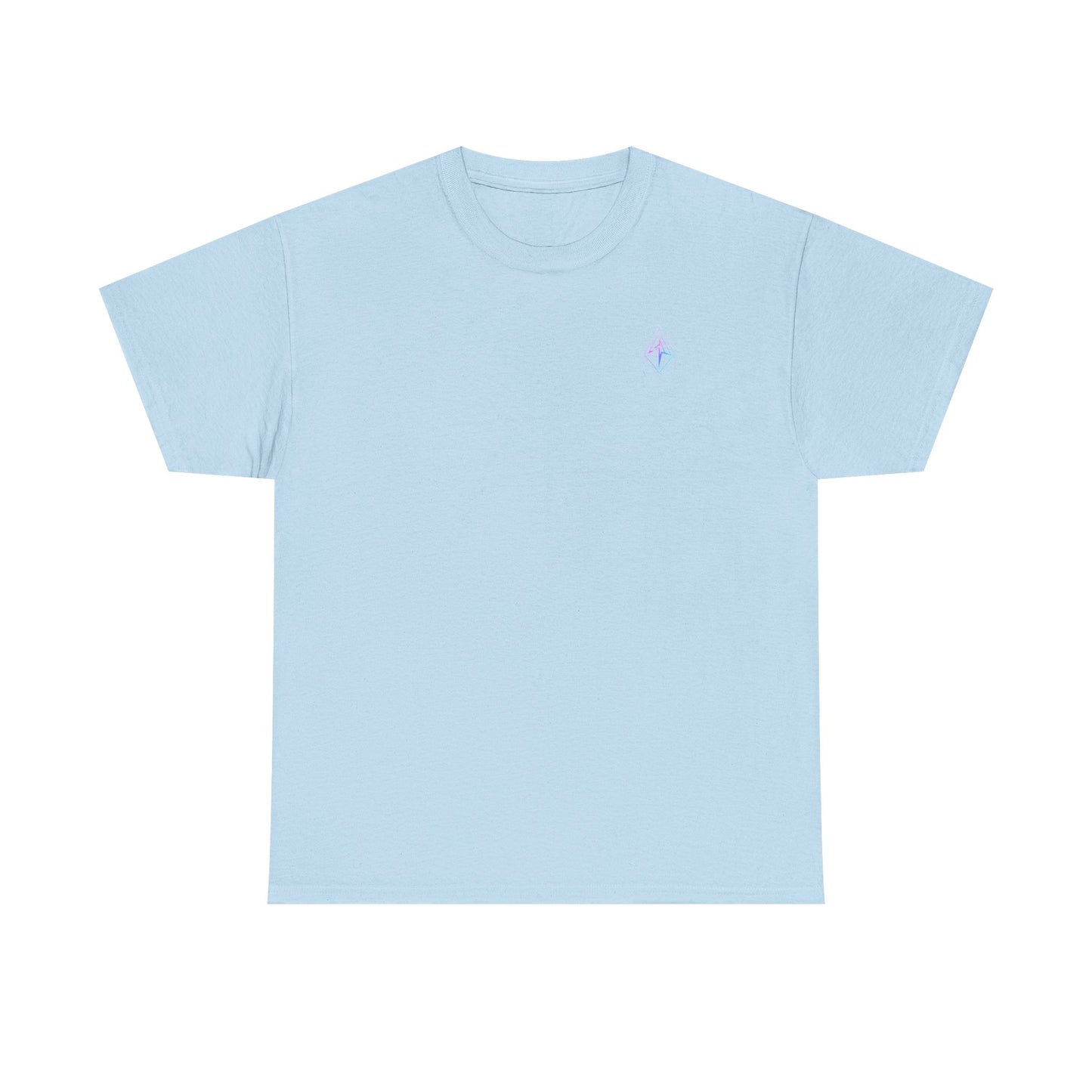 Arrow Ridge Gradient Tee — Minimal Origami Logo T-Shirt with Pastel Holographic Design