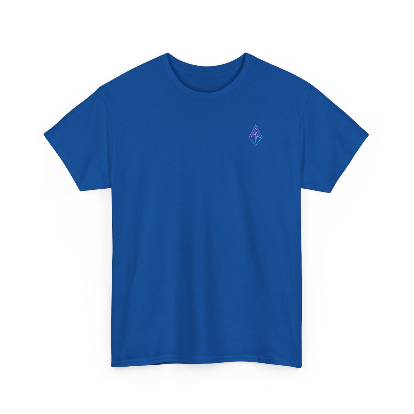 Arrow Ridge Gradient Tee — Minimal Origami Logo T-Shirt with Pastel Holographic Design