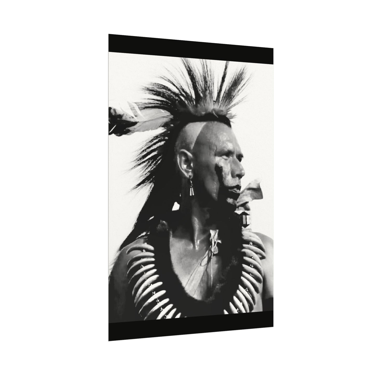 Feathered Warrior Cheif   – Western Textured Watercolor Matte Posters