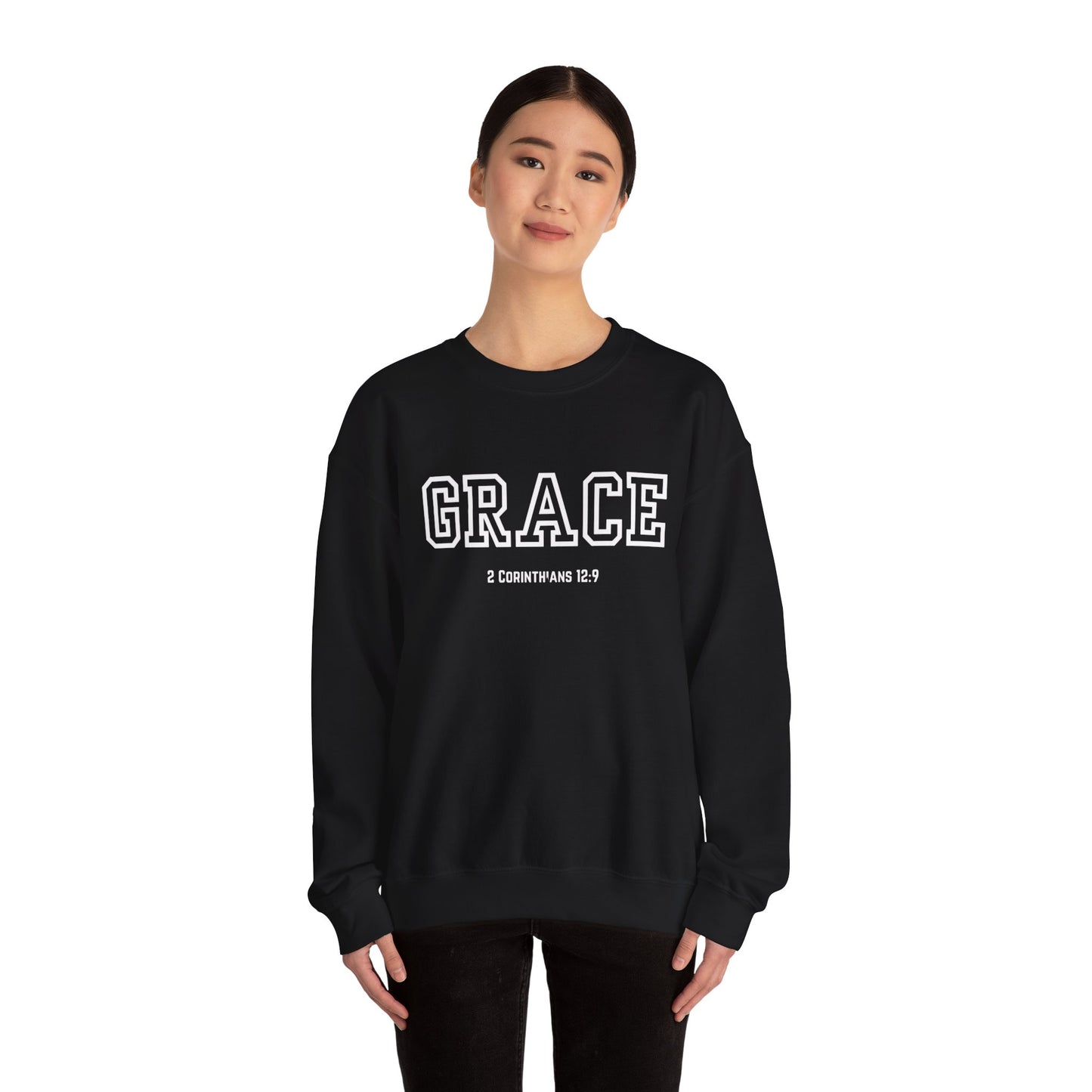 Grace Crewneck Sweatshirt - Comfort in Faith, Unisex Gift, Spiritual Apparel, Inspirational Fashion, Cozy Christian Sweatshirt