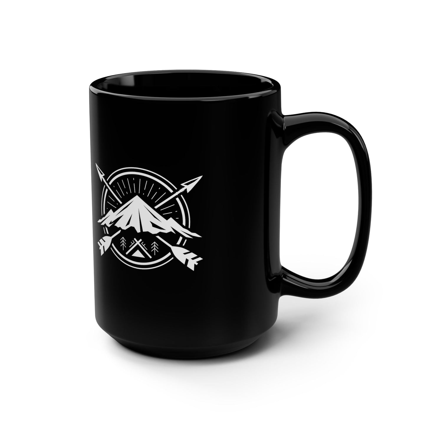 Adventure Awaits Black Mug, 15oz | Perfect for Campers, Hikers, and Outdoor Lovers | Great Gift for Nature Enthusiasts