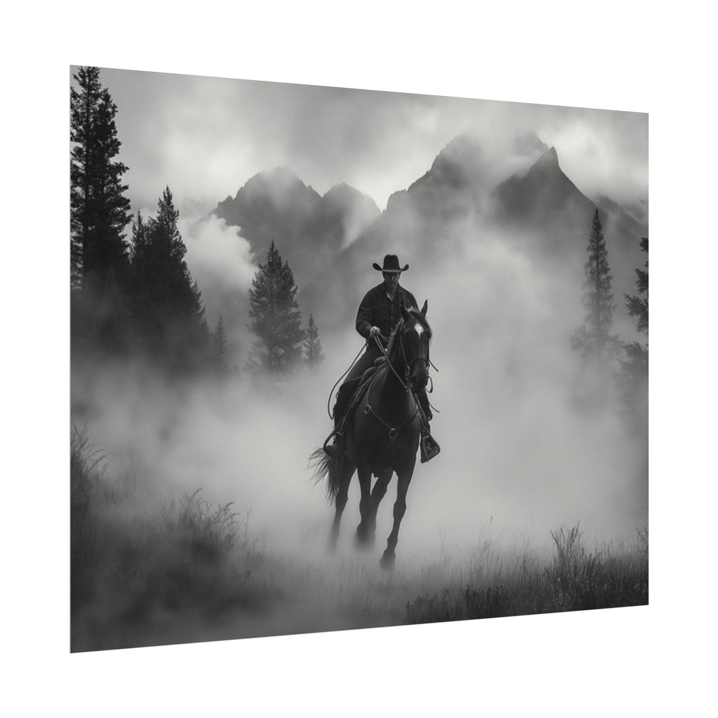 Storm Rider– Western Textured Watercolor Matte Posters