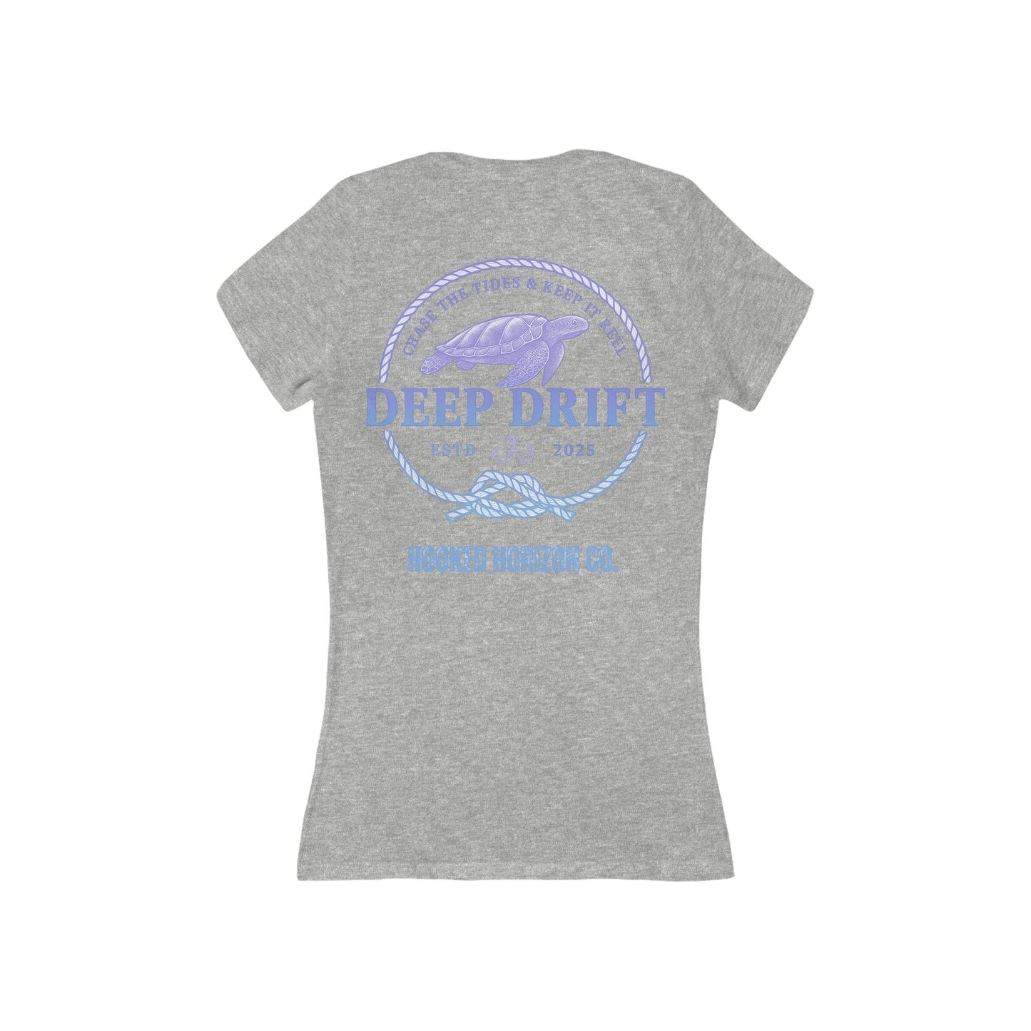 Purple  Deep Drift Women's V-Neck Tee - Turtle PinkCasual Style, Gift for Beach Lovers, Summer Wear, Travel Outfit, Comfortable Tee