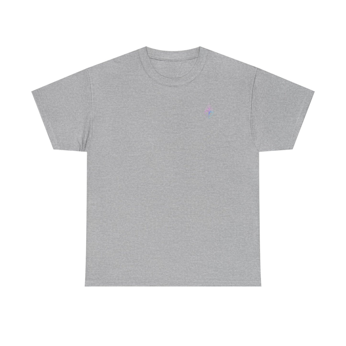 Arrow Ridge Gradient Tee — Minimal Origami Logo T-Shirt with Pastel Holographic Design