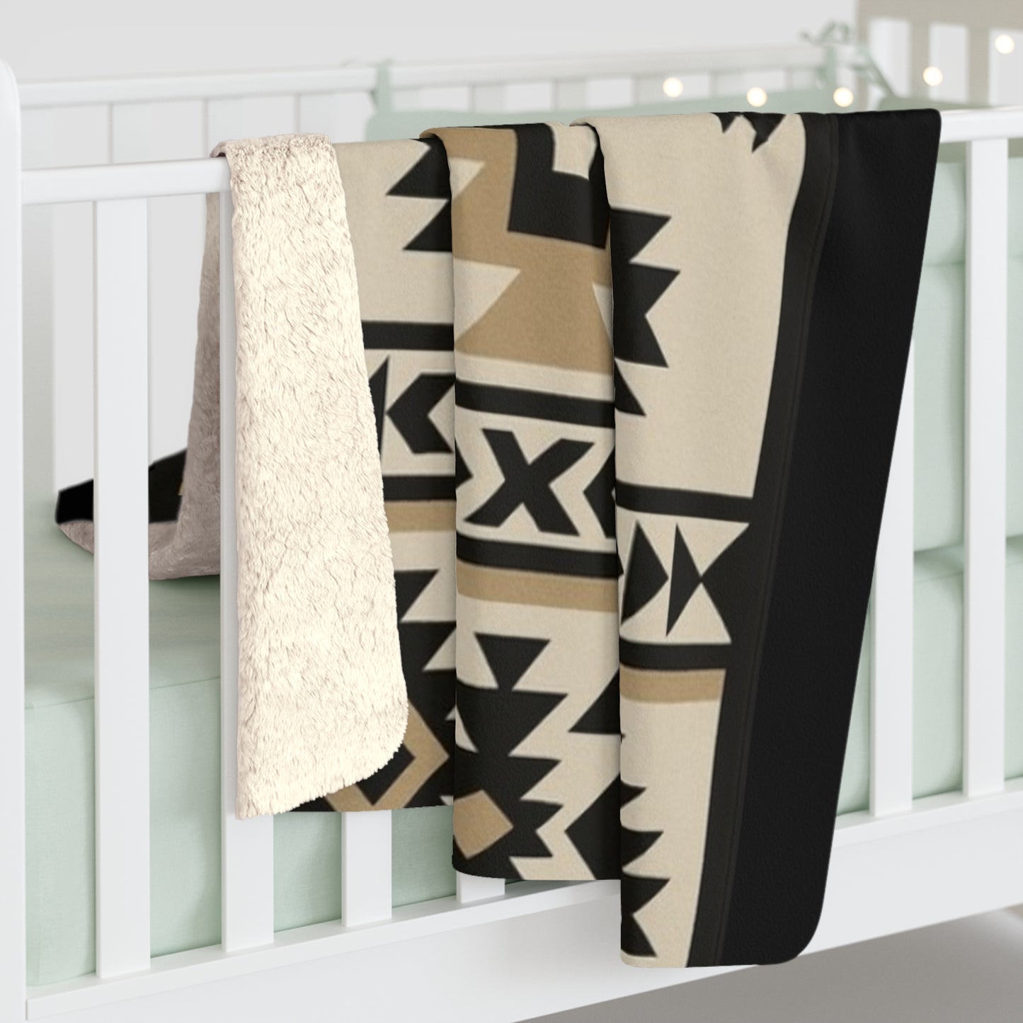 Wanda Sherpa Fleece Blanket - Modern Tribal Design, Perfect for Home Decor, Gift for Him/Her, Winter Warmth, Beach Blanket