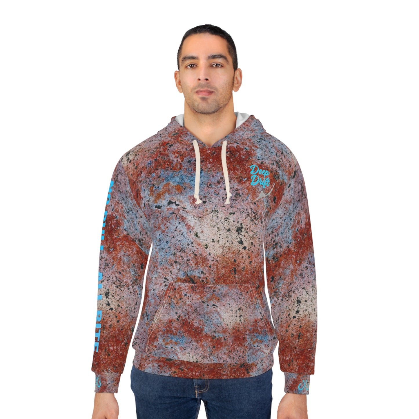 Rock Fish & Sand Inspired Pattern With Shark No Bull. All Bite Fishing Hoodie — Deep Drift Fishing,  Hooked Horizon Co. Angler Salt Water Pullover