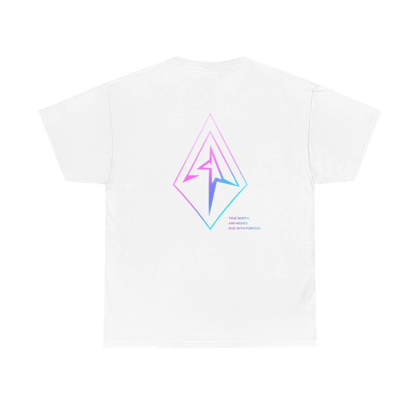 Arrow Ridge Gradient Tee — Minimal Origami Logo T-Shirt with Pastel Holographic Design