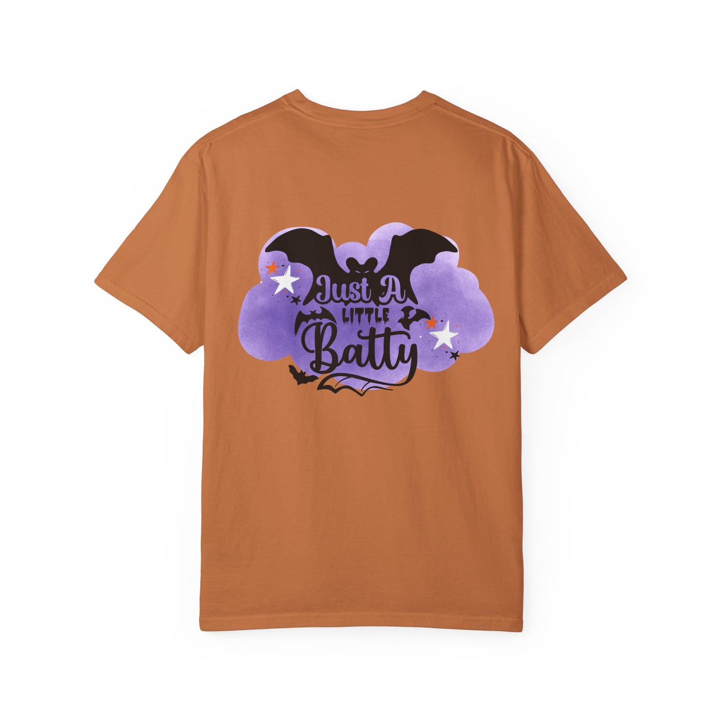 Just a Little Batty Halloween Tee Unisex Garment-Dyed T-shirt, Black & White, Vintage Western, Western lover gifts