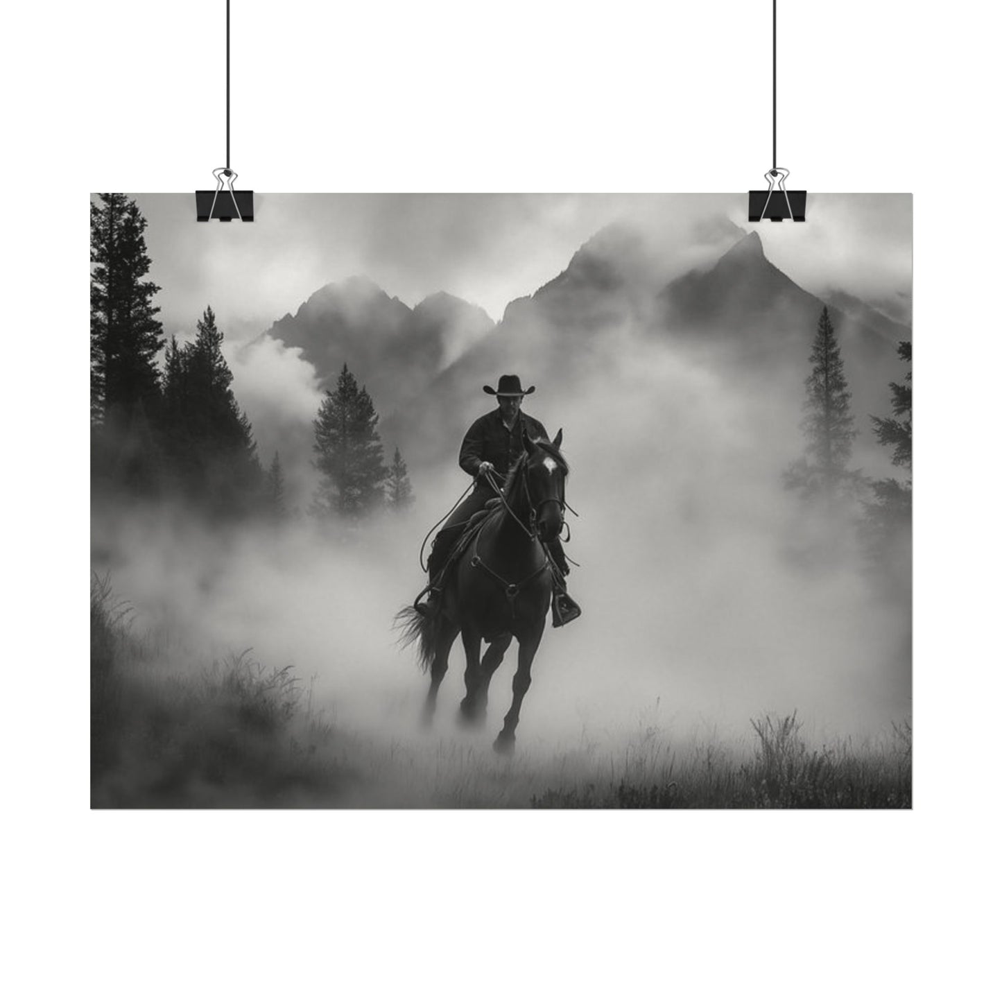 Storm Rider– Western Textured Watercolor Matte Posters