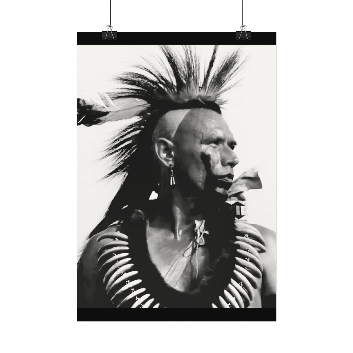 Feathered Warrior Cheif   – Western Textured Watercolor Matte Posters