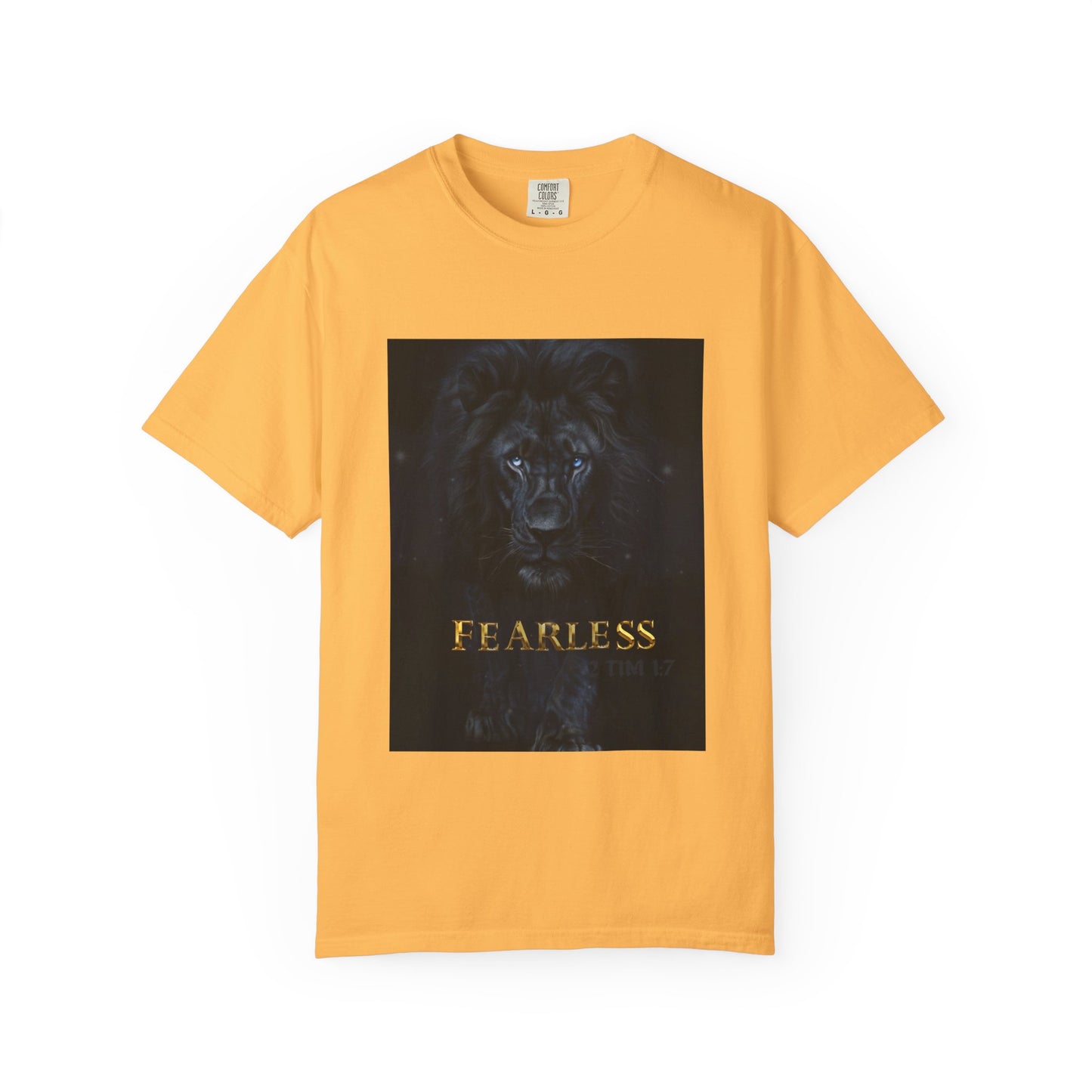 Fearless Lion Spiritual Unisex Garment-Dyed T-shirt, Bold Graphic Tee, Inspirational Apparel, Gifts for Animal Lovers, Motivational Fashion