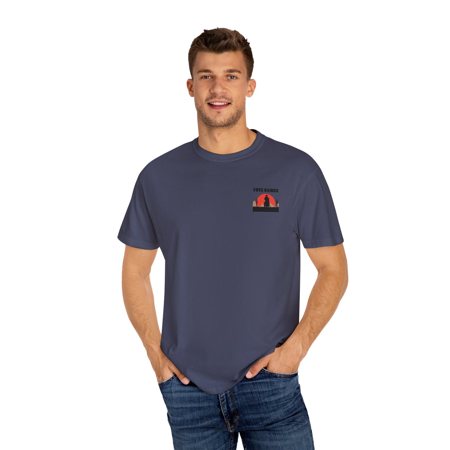 Free Range Rancher Mountain T-Shirt - Western Gift, Nature Lover Tee, Unisex Cotton Shirt