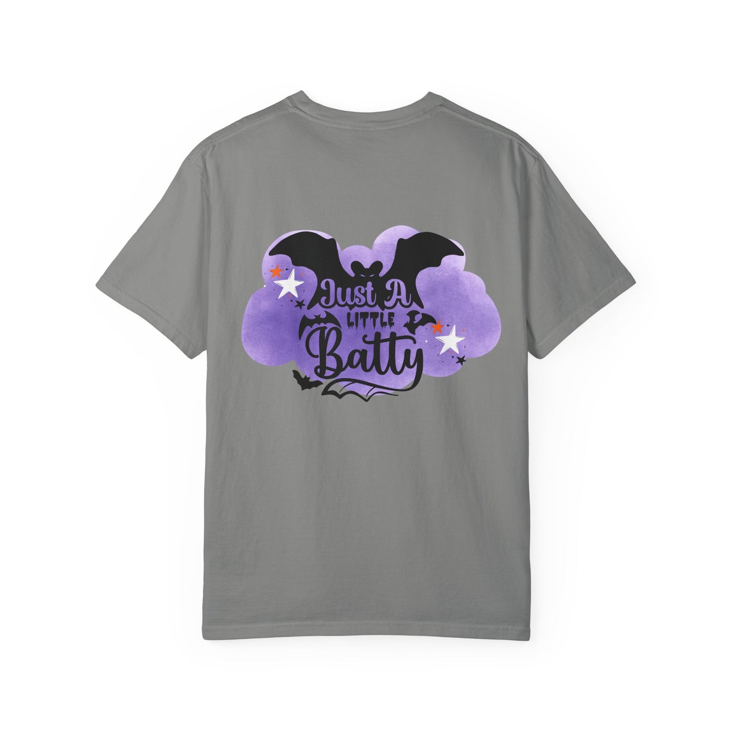 Just a Little Batty Halloween Tee Unisex Garment-Dyed T-shirt, Black & White, Vintage Western, Western lover gifts