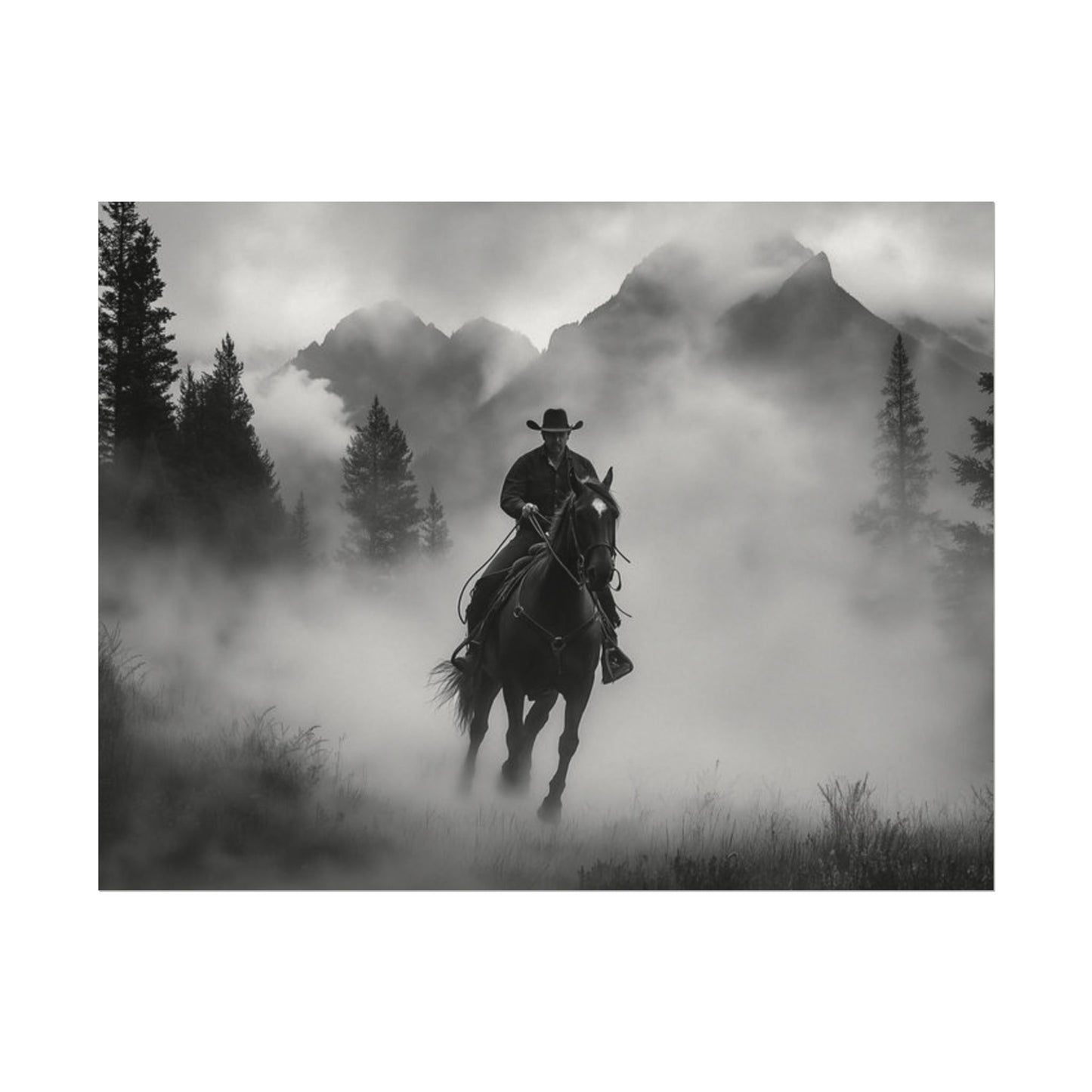 Storm Rider– Western Textured Watercolor Matte Posters