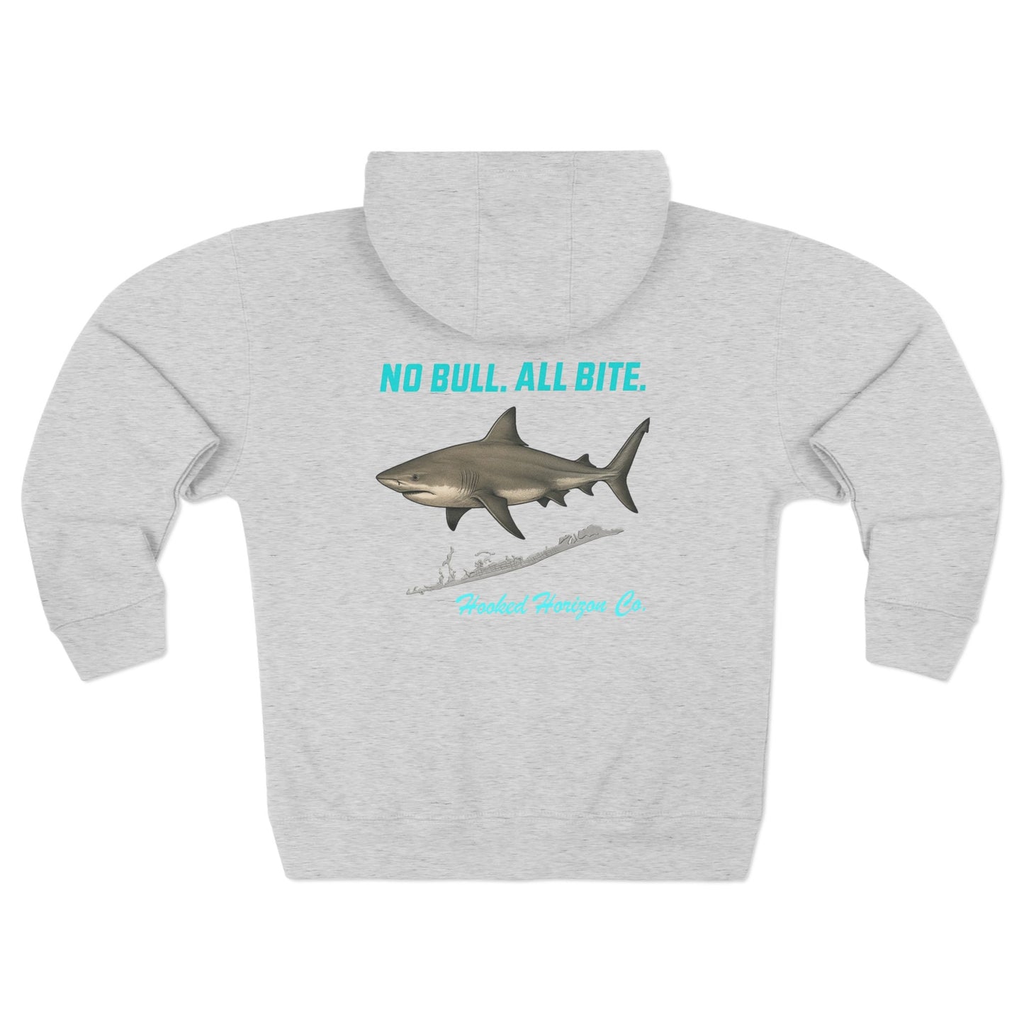 Blue Siesta Key Bull Shark Tee Deep Drift Hooked Horizon C. No Bull All BiteUnisex Zip Hoodie for Ocean Lovers, Nautical Fashion, Cool Weather Gear, Everyday Comfort, Perfect Gift