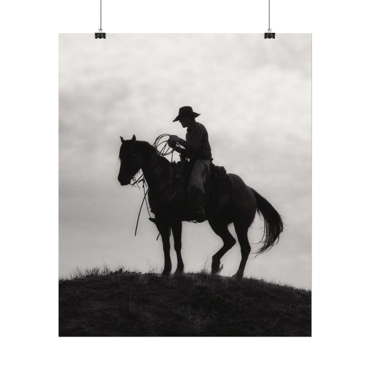 Rider On The Ridge – Western Textured Watercolor Matte Posters