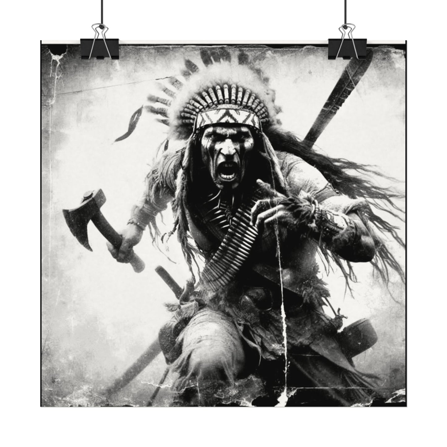Warriors Charge – Western Textured Watercolor Matte Posters