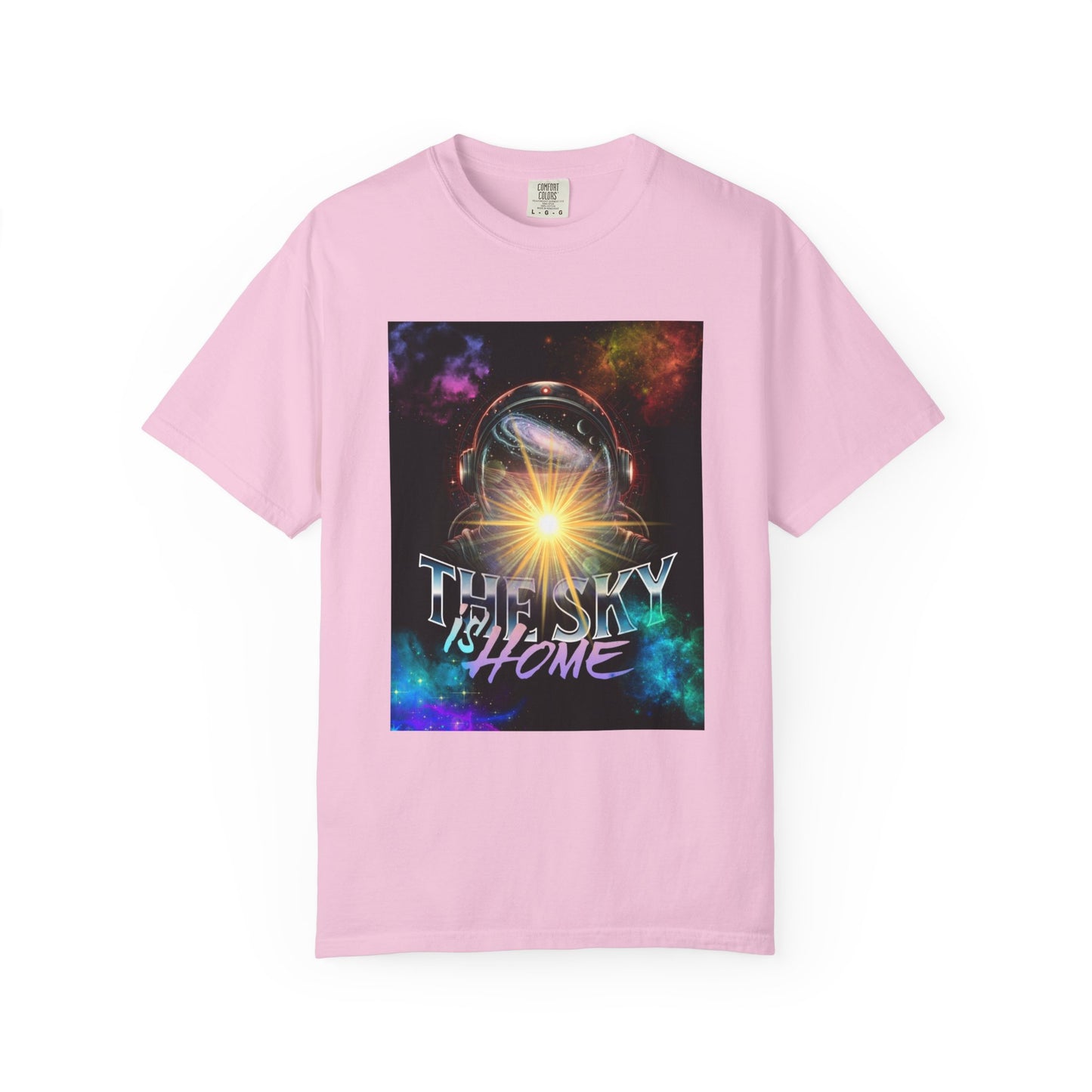 Cosmic Vibe T-Shirt: The Sky is Home Unisex Garment-Dyed Tee, Cute Graphic Shirt, Space Lover Gift, Casual Wear, Art Tee