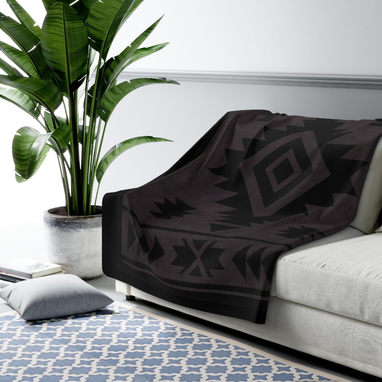 Callie Sherpa Fleece Blanket - Modern Tribal Design, Perfect for Home Decor, Gift for Him/Her, Winter Warmth, Beach Blanket