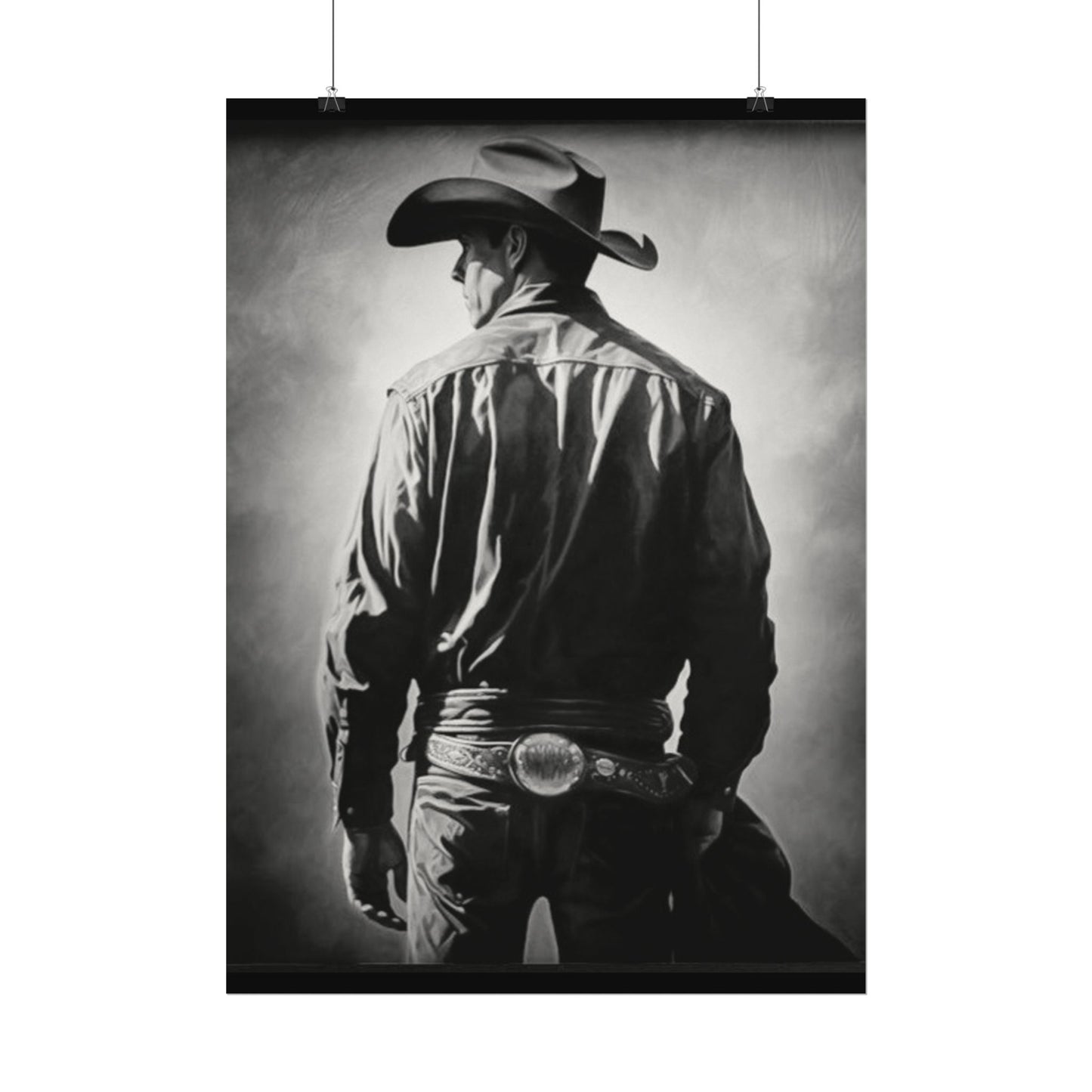 The Lone Rider – Western Textured Watercolor Matte Posters
