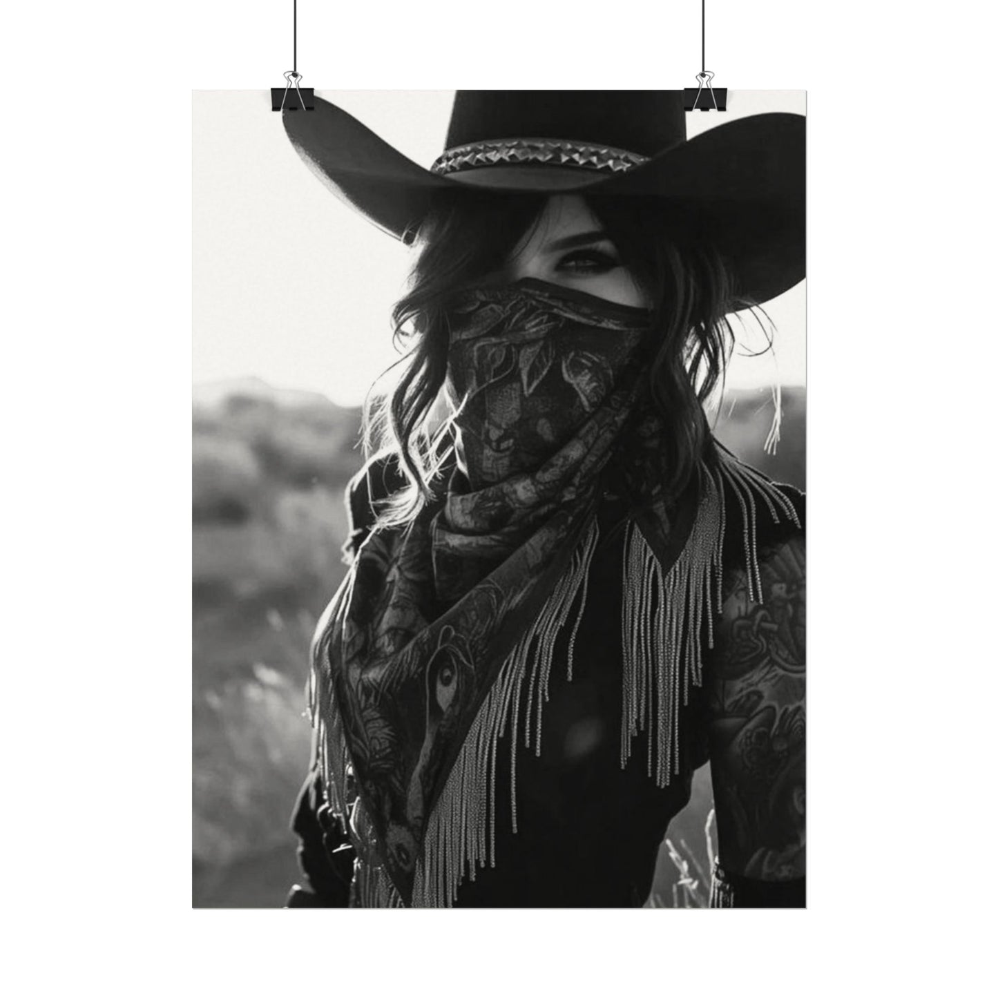 She Rode Alone— Western Outlaw Textured Watercolor Matte Posters