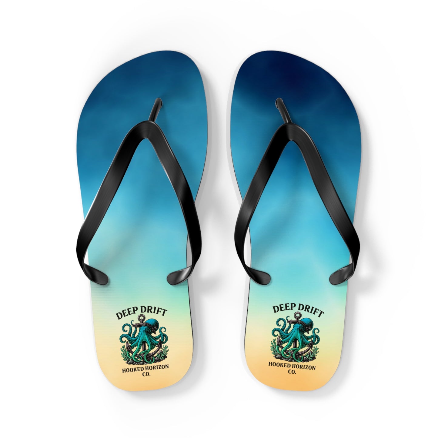Ocean-Inspired Flip Flops, Summer Sandals, Beach Footwear, Deep Drift, Vacation Essentials, Nautical Gift