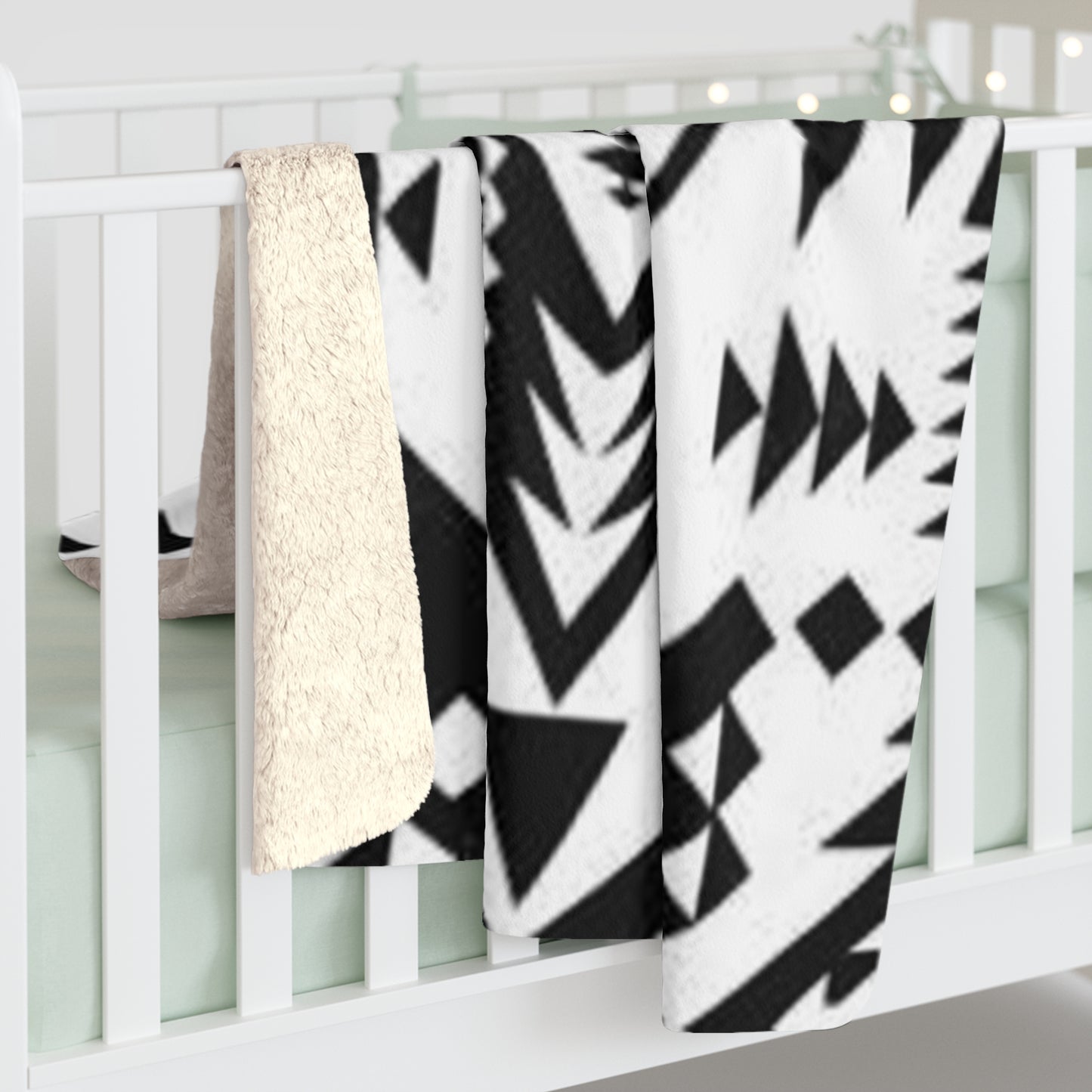 Sioux Sherpa Fleece Blanket - Modern Tribal Design, Perfect for Home Decor, Gift for Him/Her, Winter Warmth, Beach Blanket