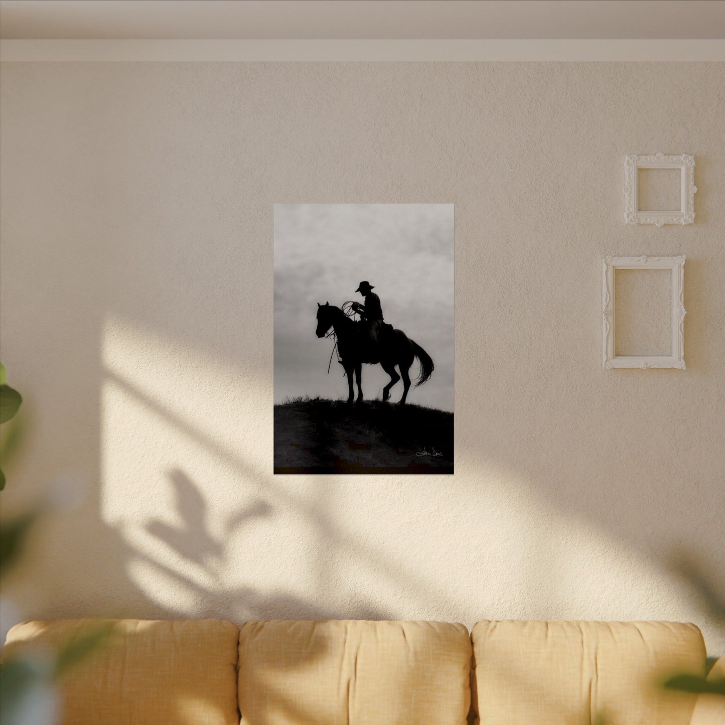 Rider On The Ridge – Western Textured Watercolor Matte Posters