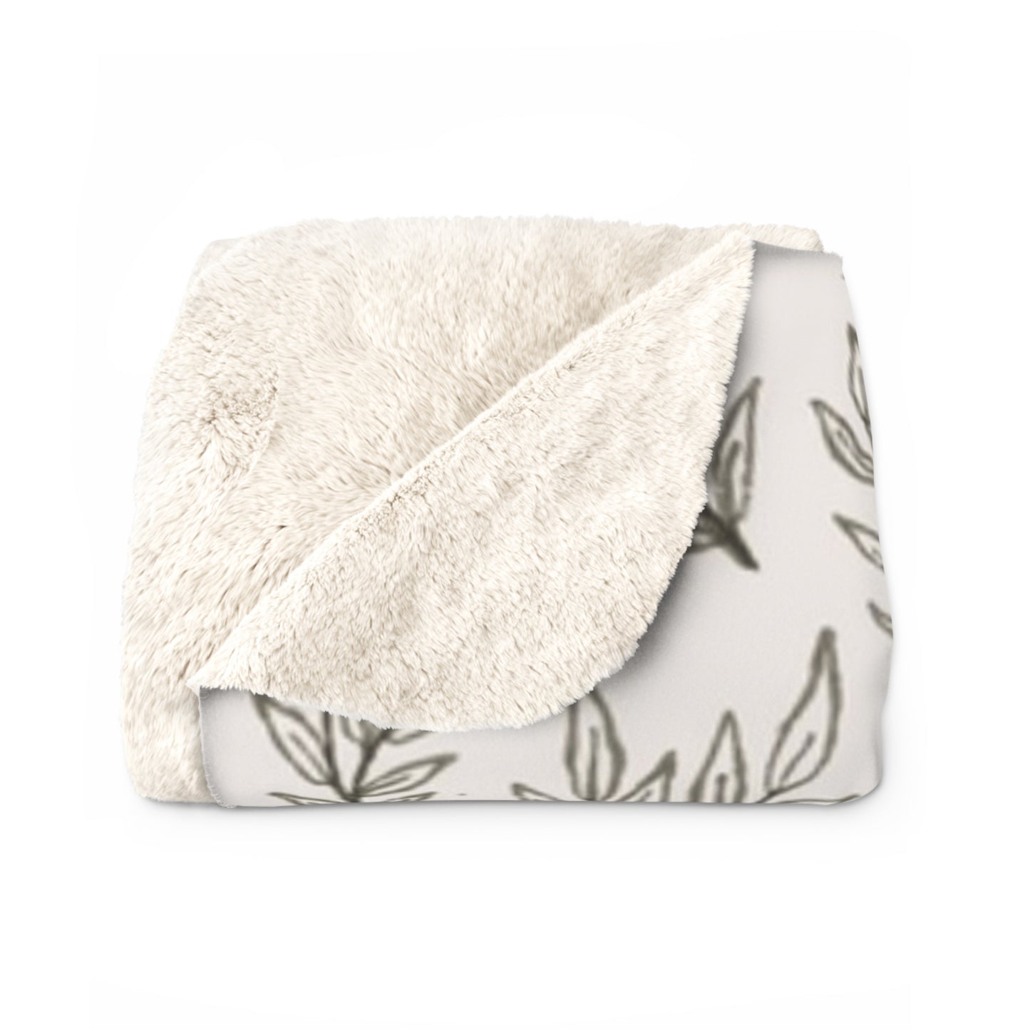 Wheat Field Sherpa Fleece Blanket with Botanical Print, Warm Throw for Couch, Farmhouse Decor, Perfect Gift for Home, Soft Plush Blanket