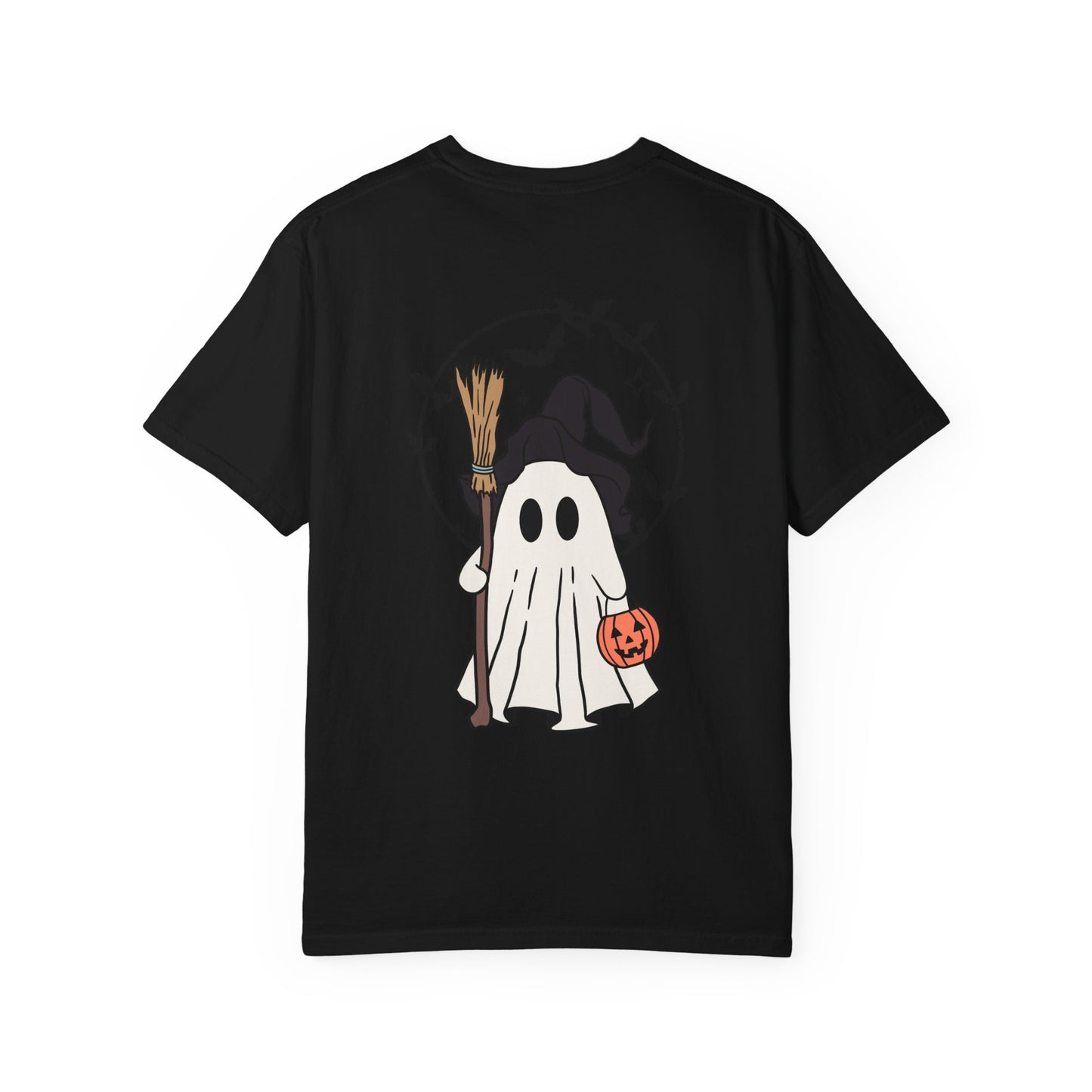 Ghost Broom & Bat Tee Unisex Garment-Dyed T-shirt, Black & White, Vintage Western, Western lover gifts