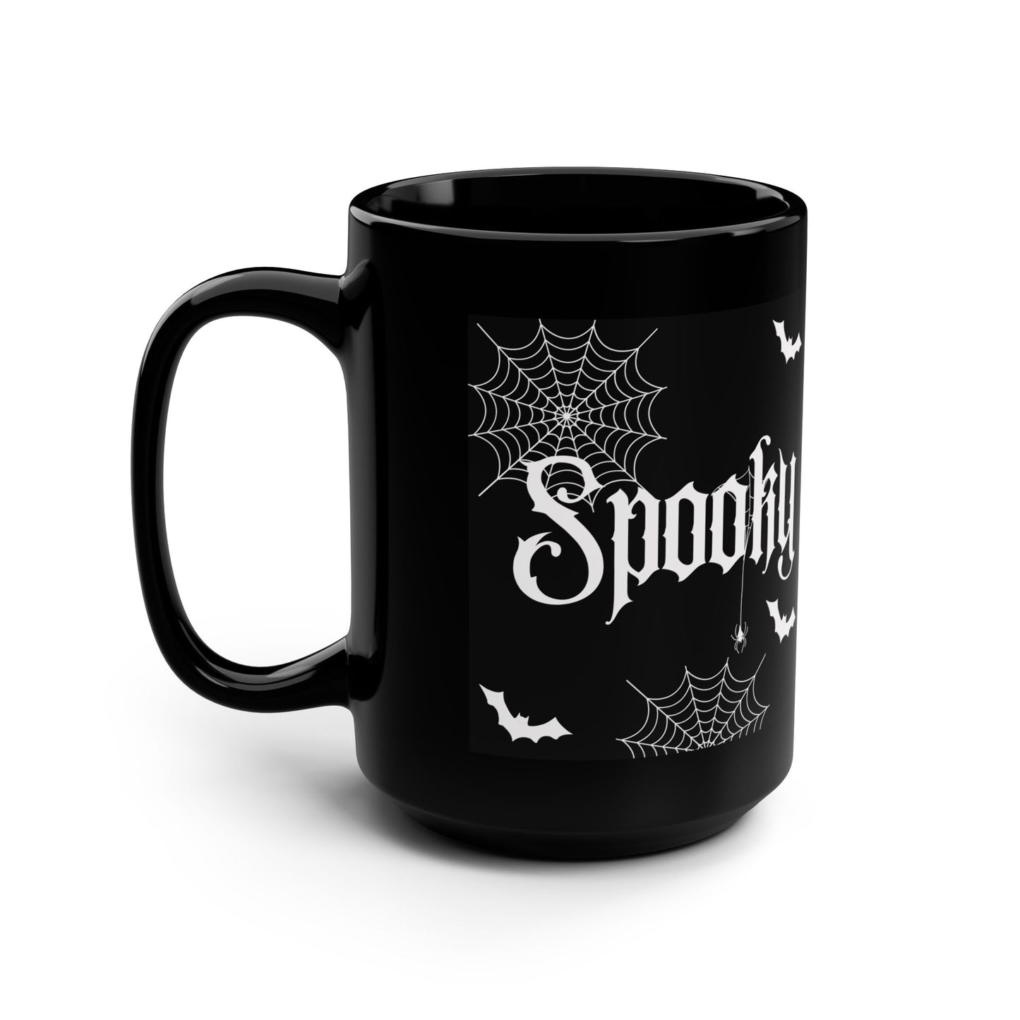 Spooky Black Mug, 15oz Halloween Coffee Cup, Gothic Tea Mug, Perfect for Fall Decor, Unique Gifts for Friends
