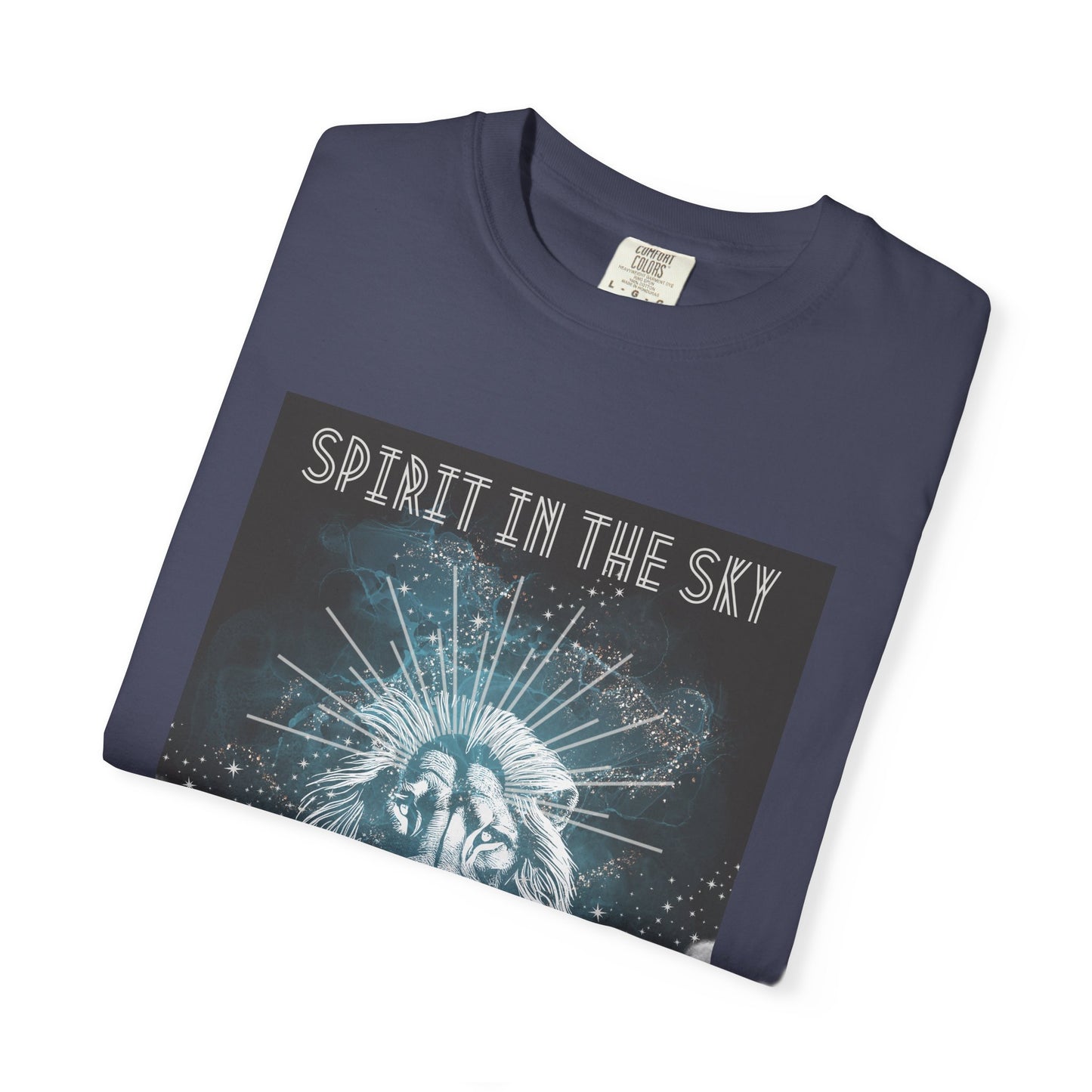 Spirit in the Sky Lion T-Shirt, Unisex Garment-Dyed Tee, Boho Shirt, Festival Apparel, Unique Graphic Tee, Music Lover Gift
