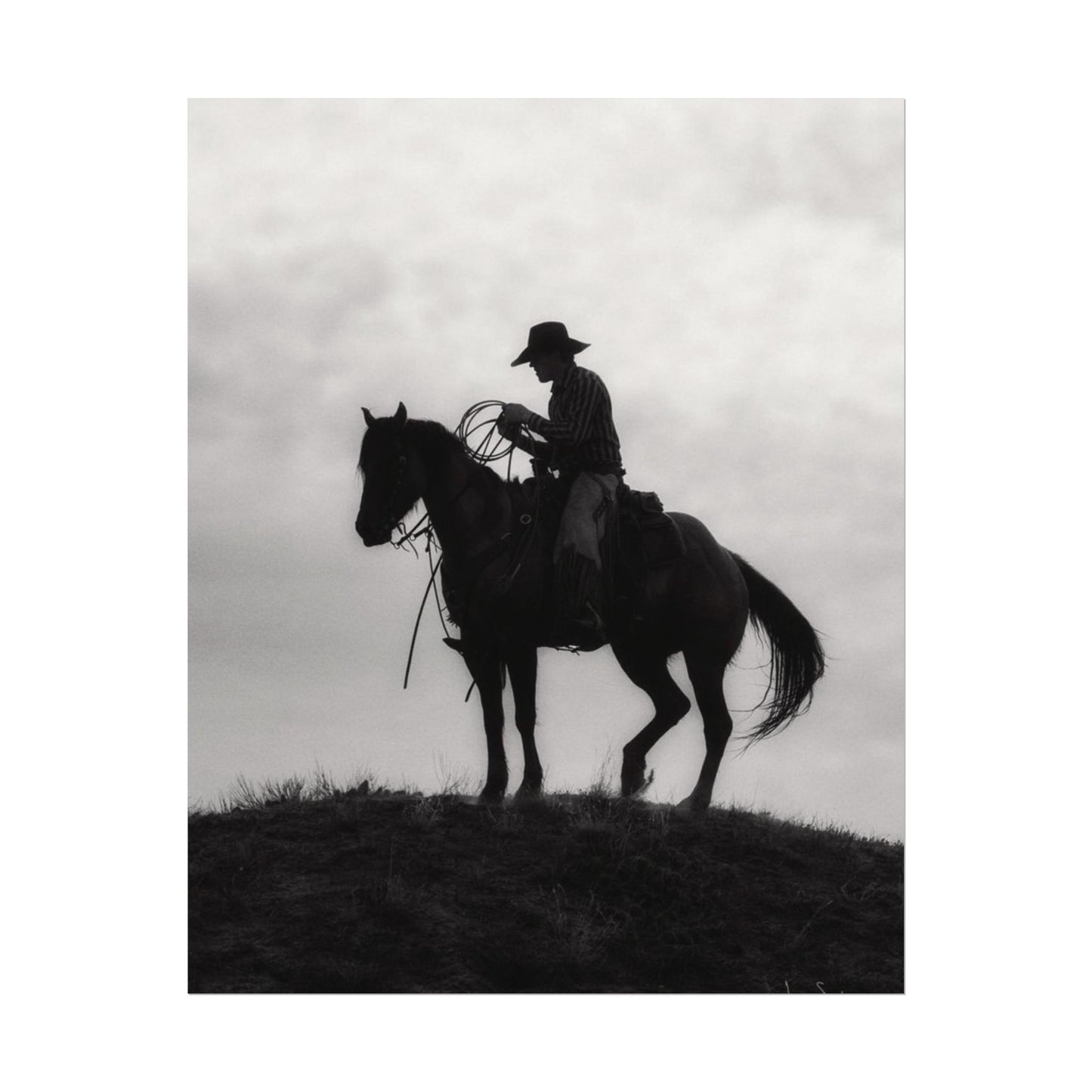 Rider On The Ridge – Western Textured Watercolor Matte Posters