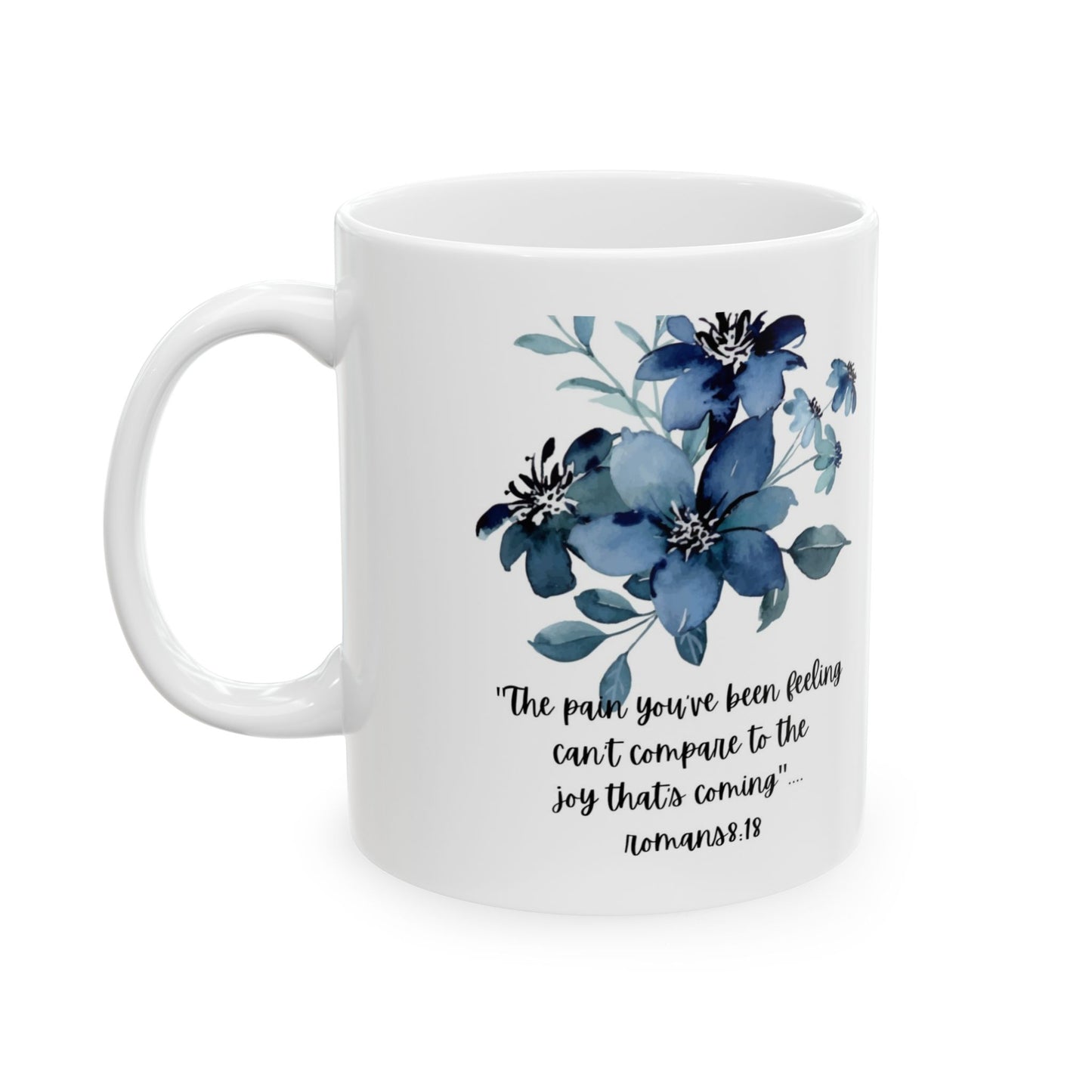 Motivational Floral Ceramic Mug, Inspirational Drinkware, Gift for Her, Office Mug, Mindfulness Quote