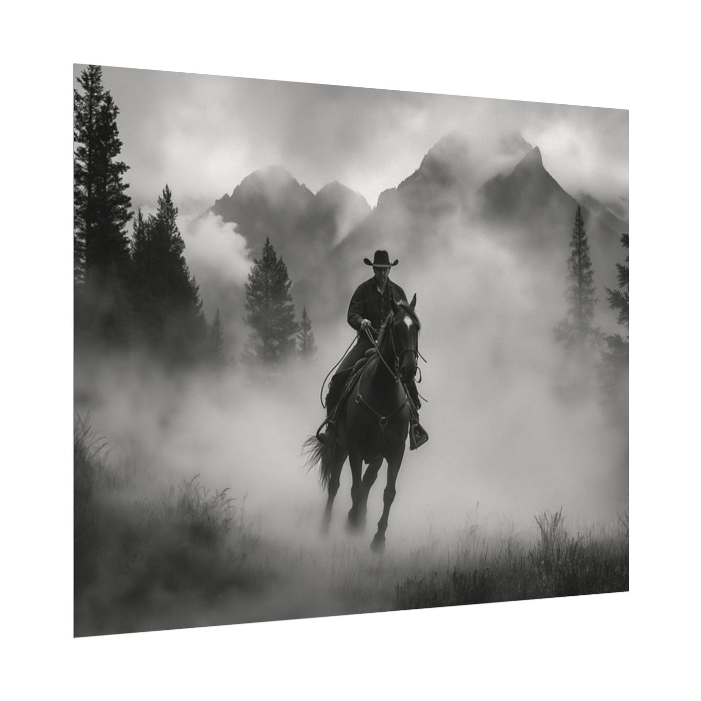 Storm Rider– Western Textured Watercolor Matte Posters