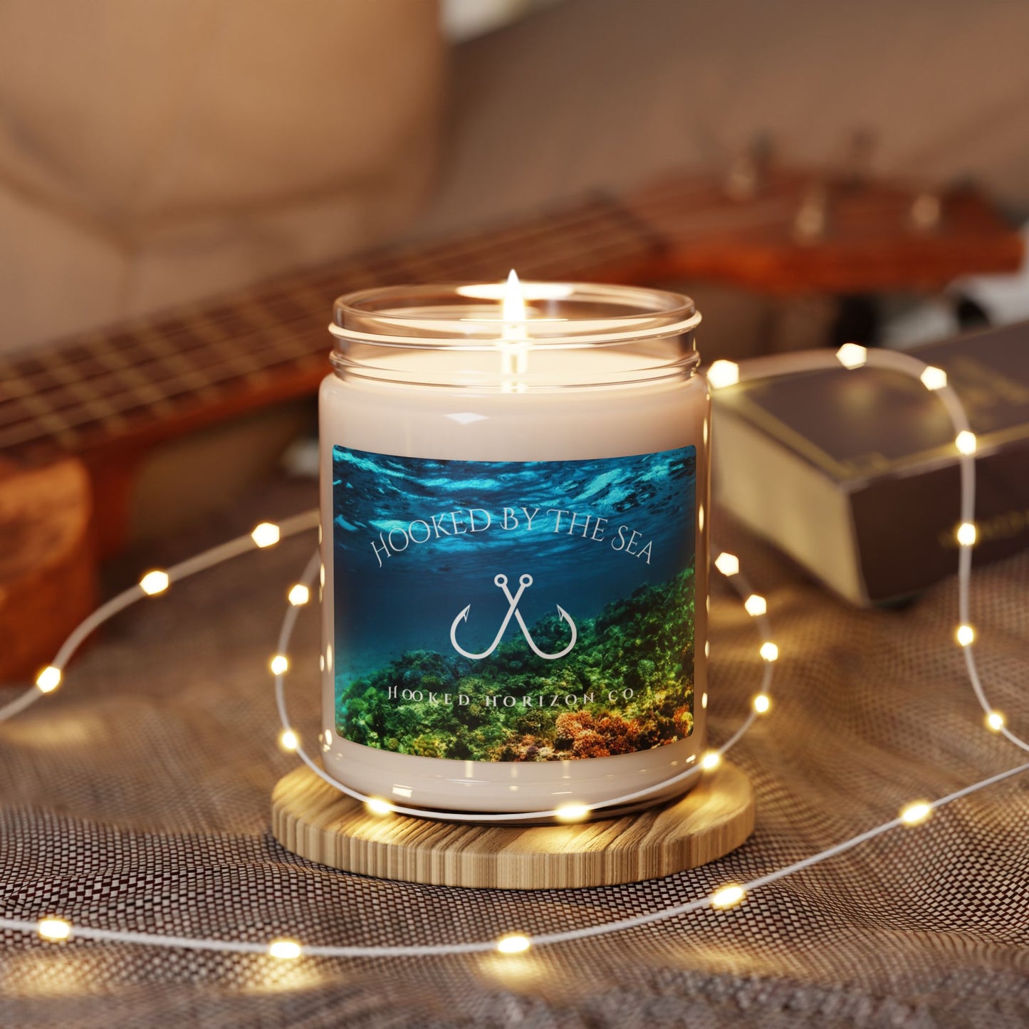 Ocean Themed Scented Candle | Hooked by the Sea | Relaxing Home Decor, Gift for Sea Lovers, Coastal Aromatherapy, Beach House Candle