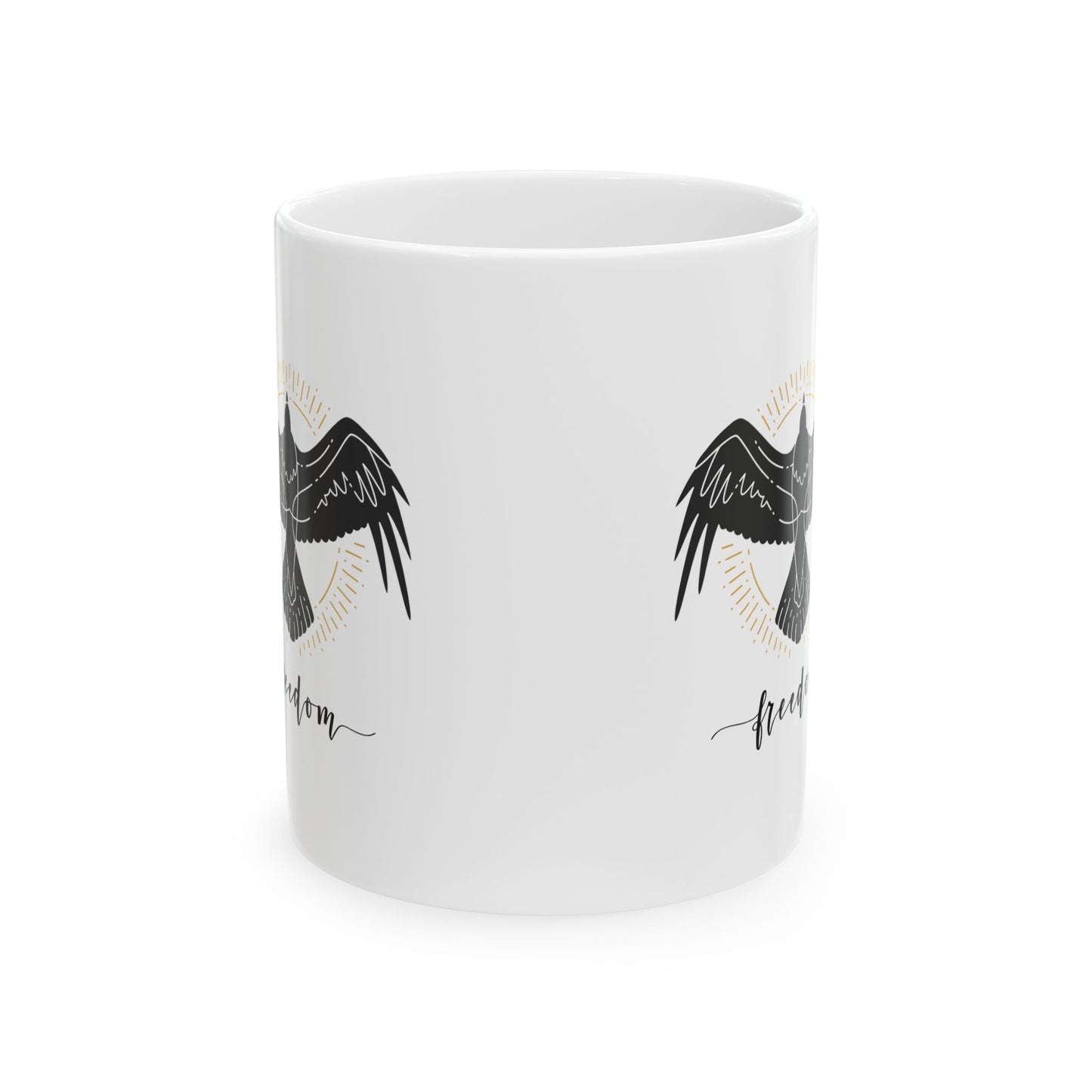 Inspirational Black Bird Ceramic Mug, Motivation Gift, Coffee Cup, Unique Drinkware, Nature Lover Mug, 11oz, 15oz